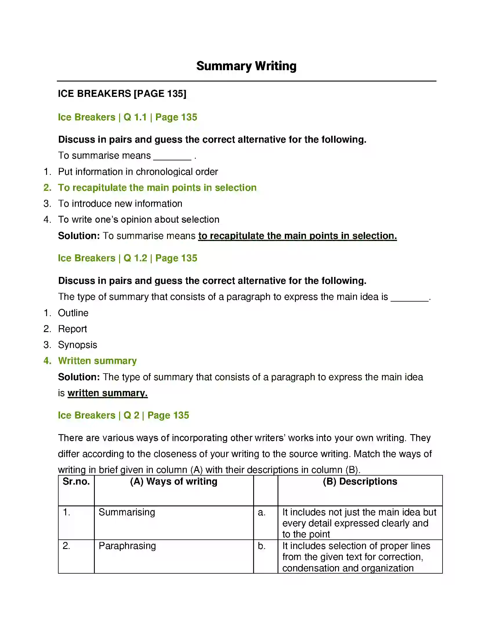 Maharashtra Board Class 12th English Summary Writing Solution 1