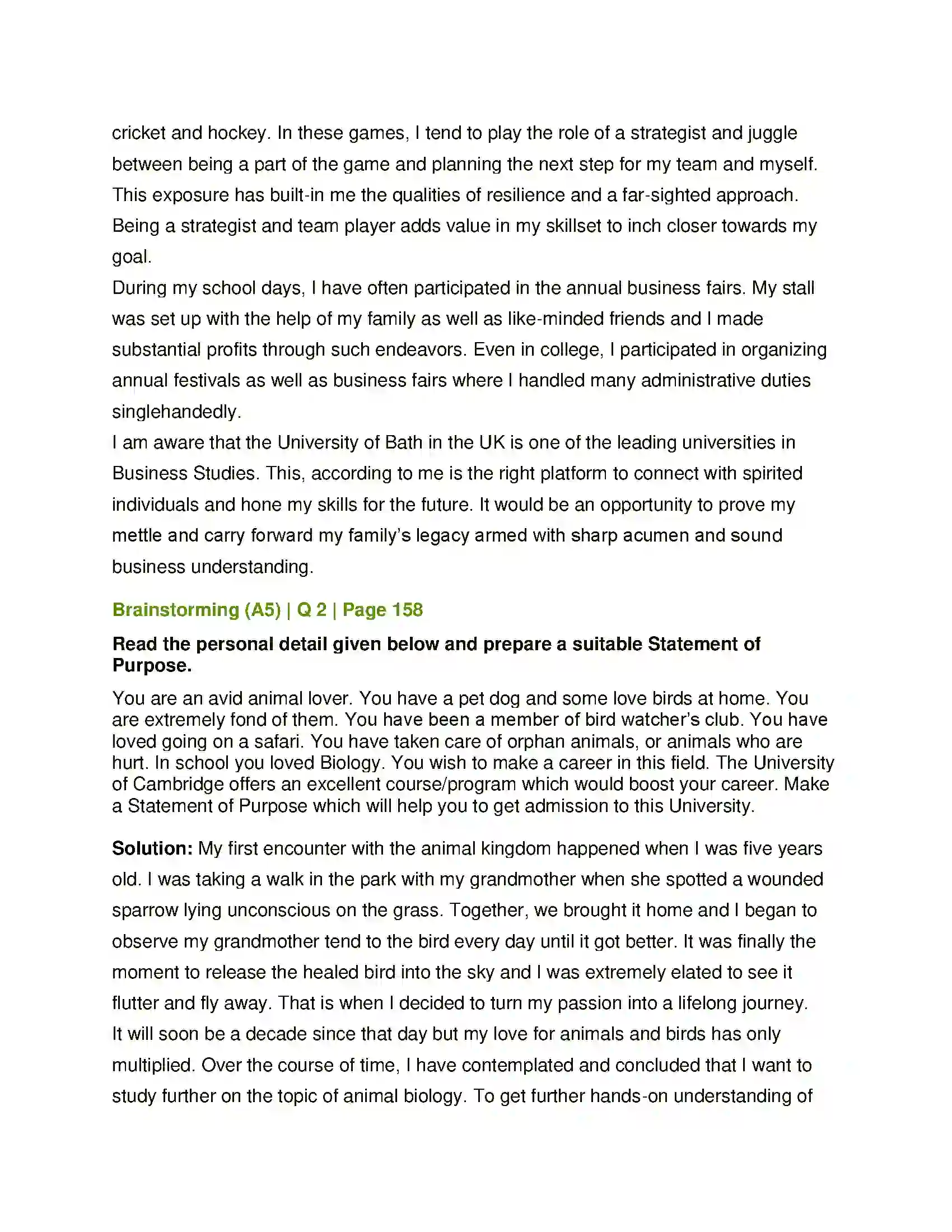 Maharashtra Board Class 12th English Statement of Purpose Solution 6