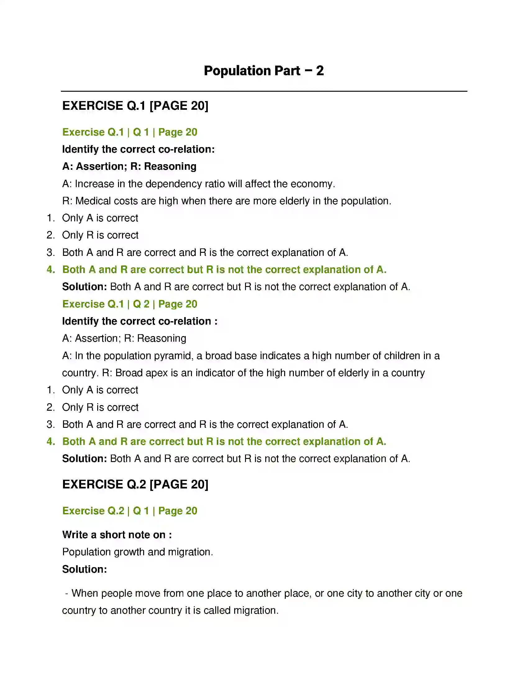 Maharashtra Board Class 12th Geography Population Part - 2 Solution 1