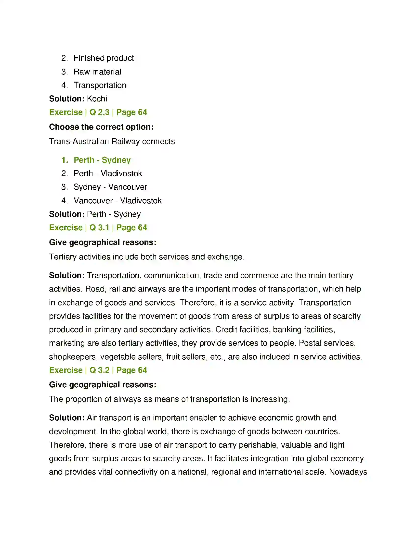 Maharashtra Board Class 12th Geography Tertiary Economic Activities Solution 2