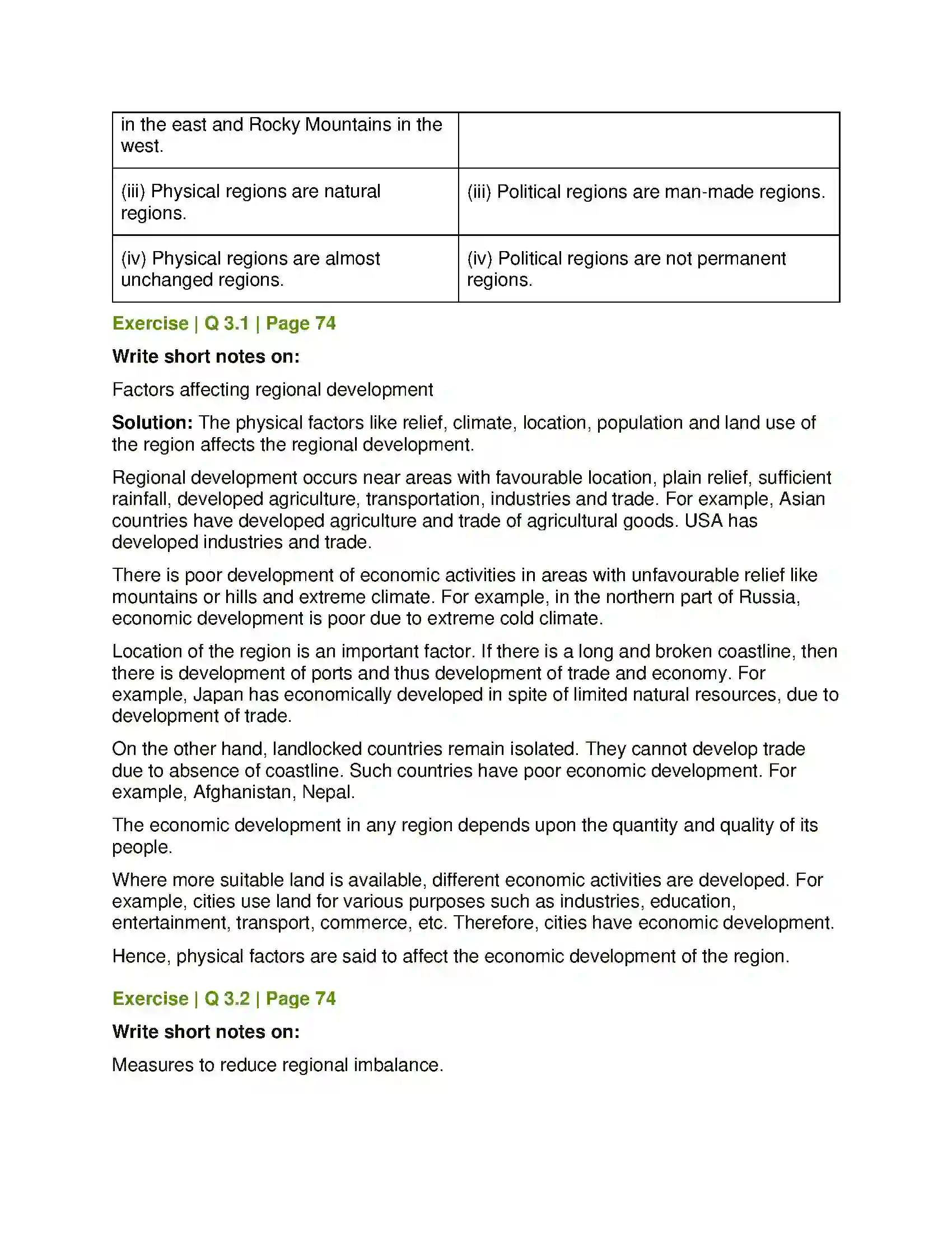 Maharashtra Board Class 12th Geography Region and Regional Development Solution 3