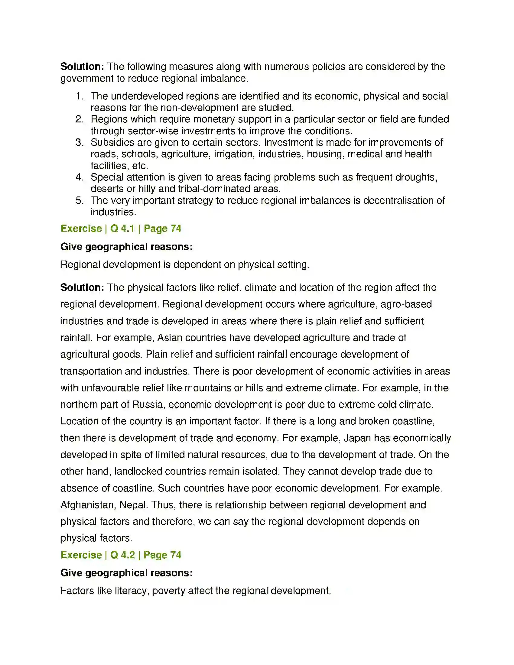 Maharashtra Board Class 12th Geography Region and Regional Development Solution 4