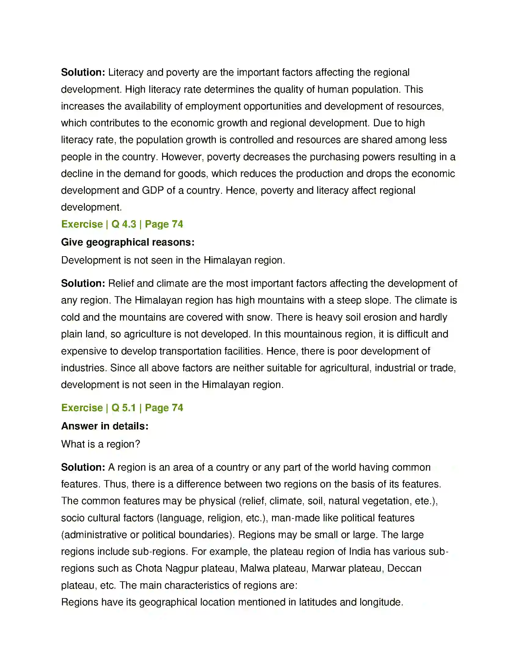 Maharashtra Board Class 12th Geography Region and Regional Development Solution 5