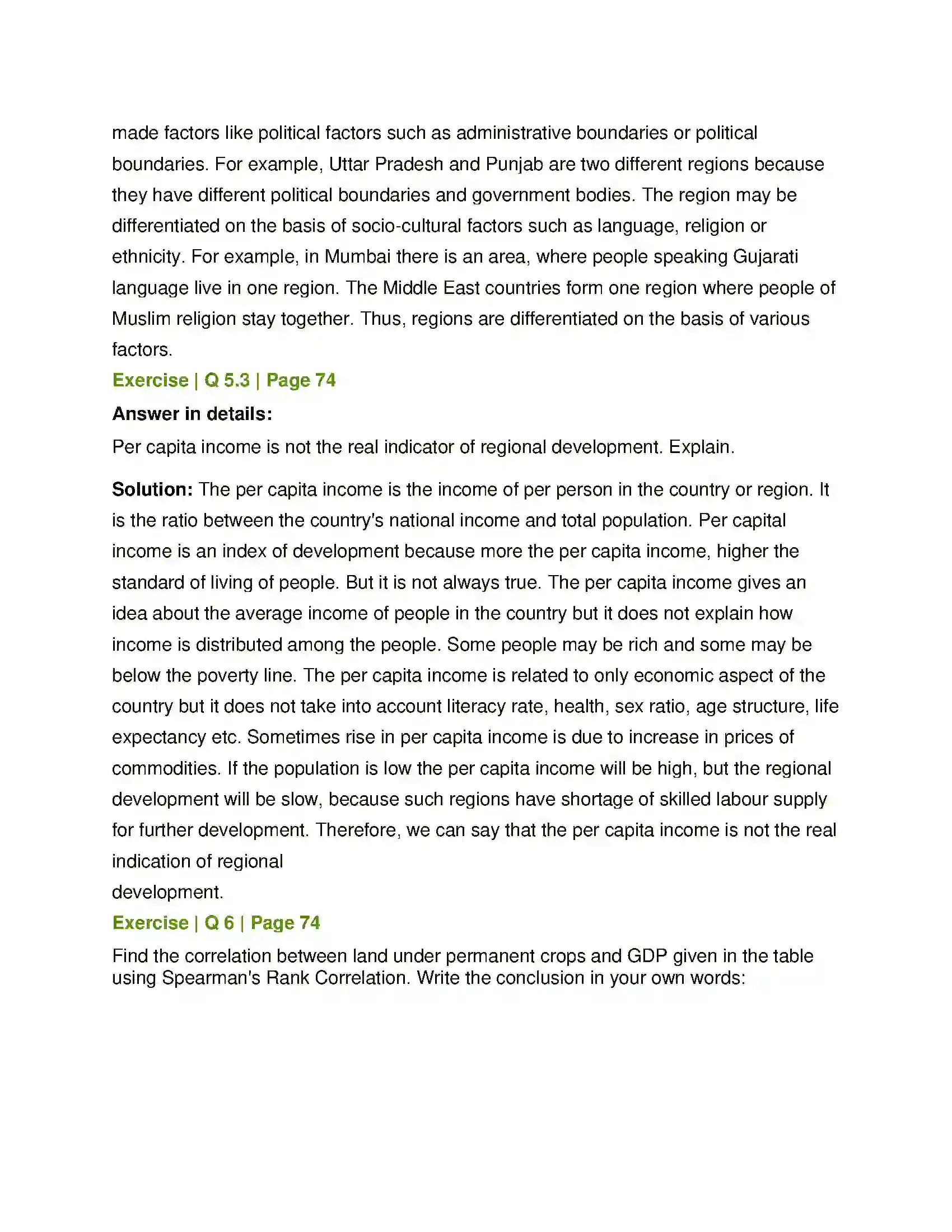 Maharashtra Board Class 12th Geography Region and Regional Development Solution 7