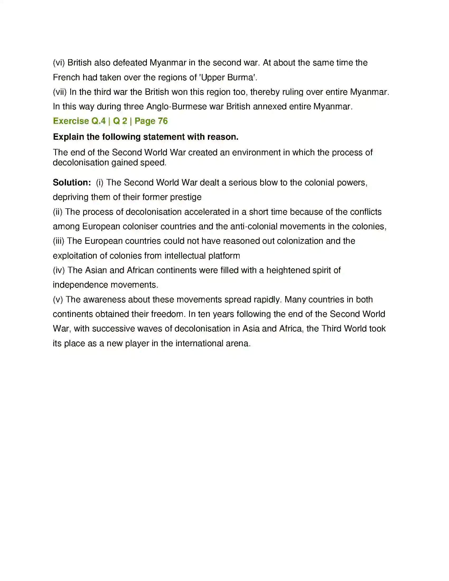 Maharashtra Board Class 12th History World Decolonisation Solution 4