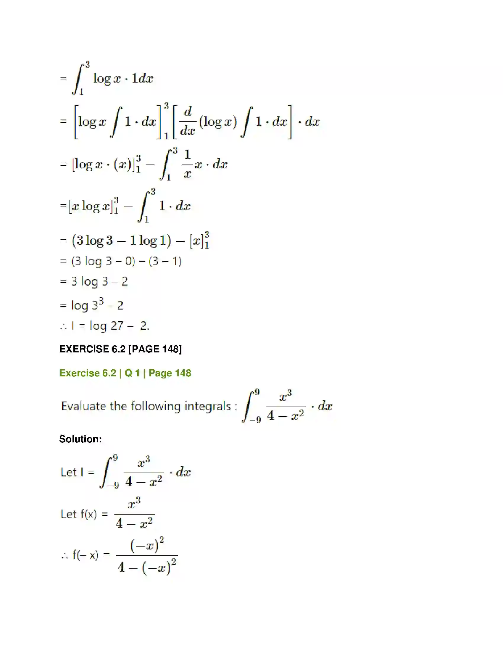 Maharashtra Board Class 12th Mathematics & Statistics-1 (Commerce) Definite Integration Solution 10