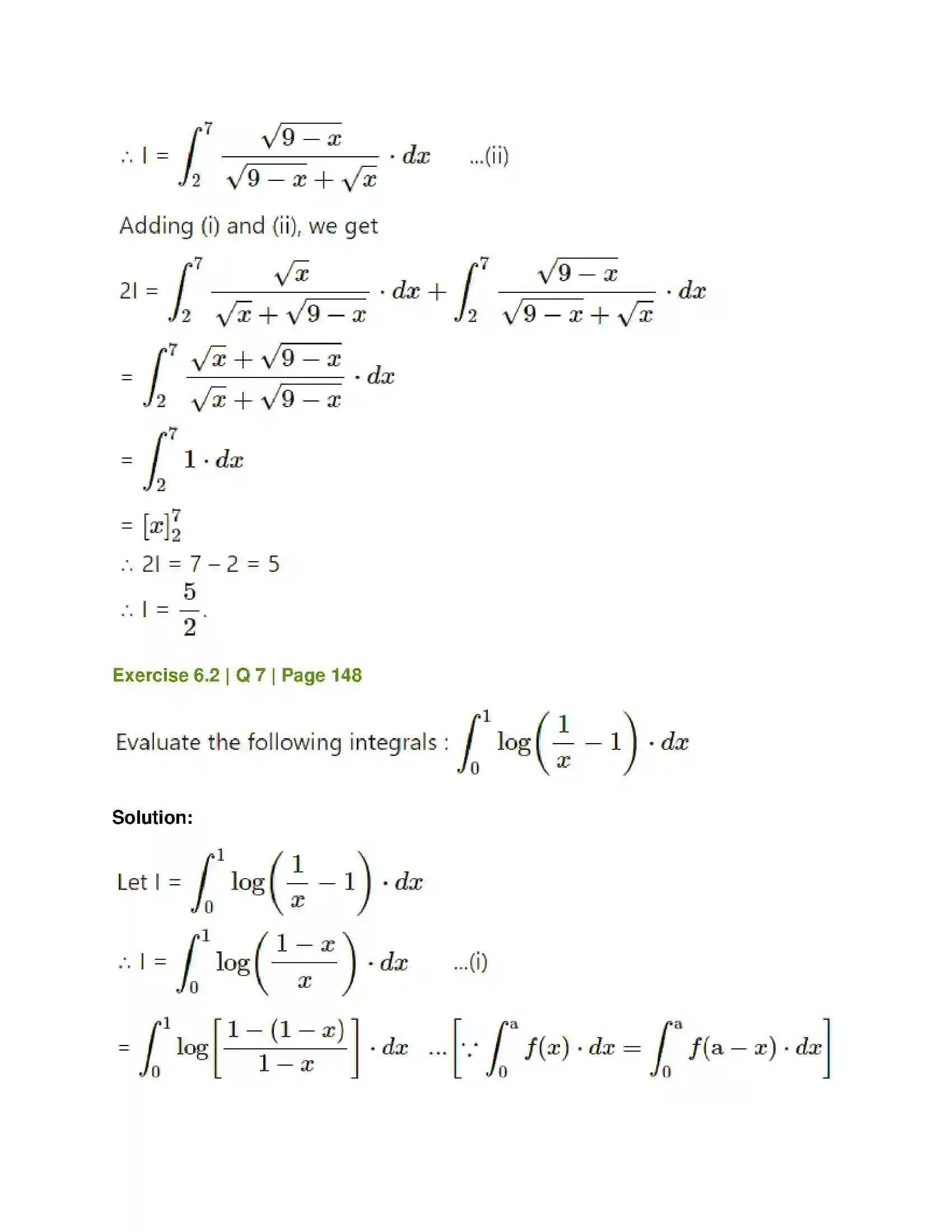 Maharashtra Board Class 12th Mathematics & Statistics-1 (Commerce) Definite Integration Solution 15