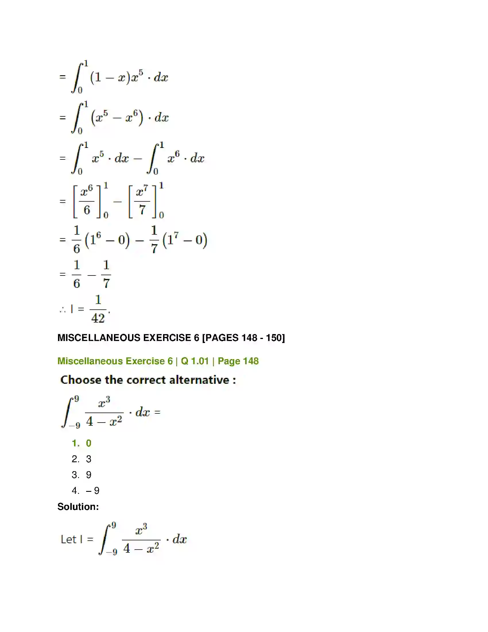Maharashtra Board Class 12th Mathematics & Statistics-1 (Commerce) Definite Integration Solution 17
