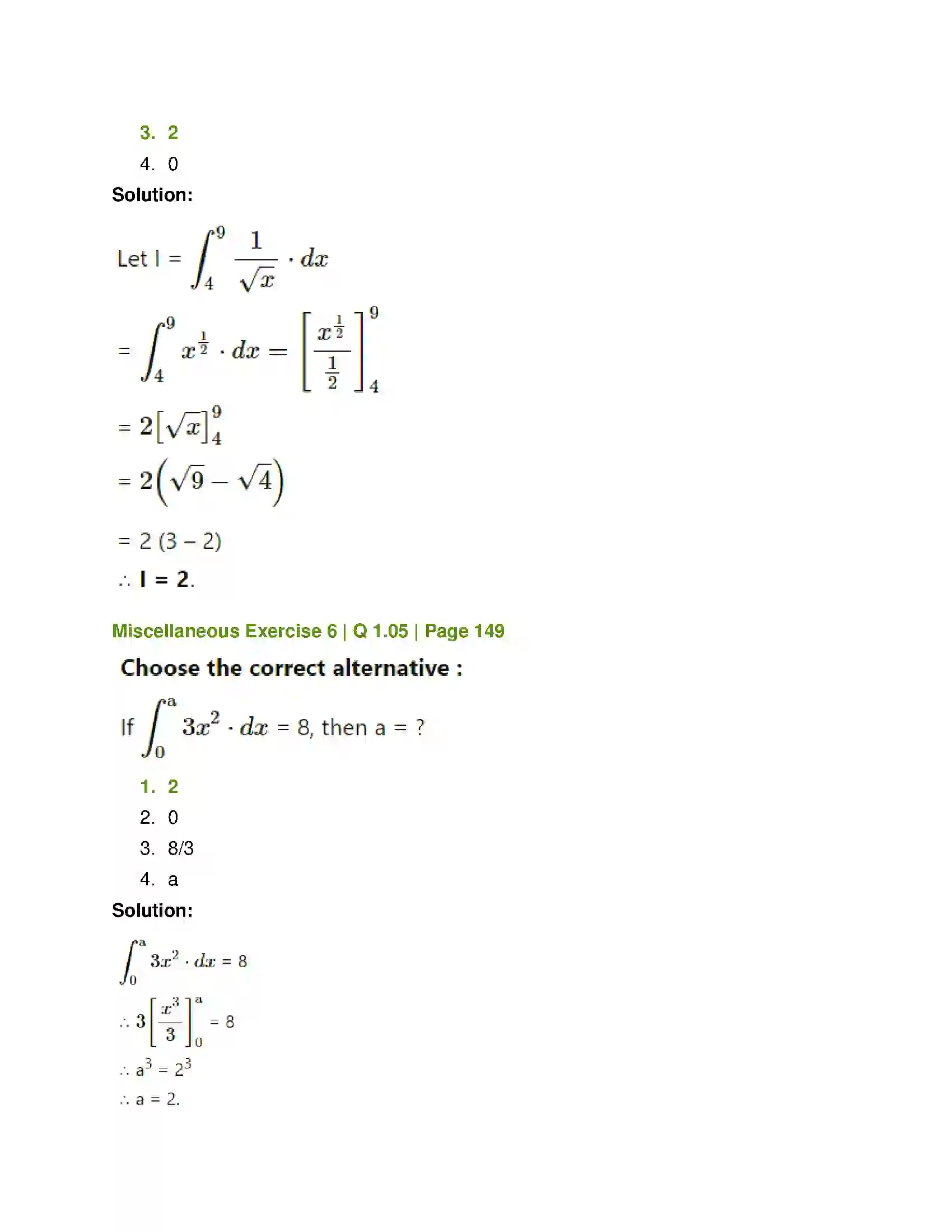 Maharashtra Board Class 12th Mathematics & Statistics-1 (Commerce) Definite Integration Solution 21