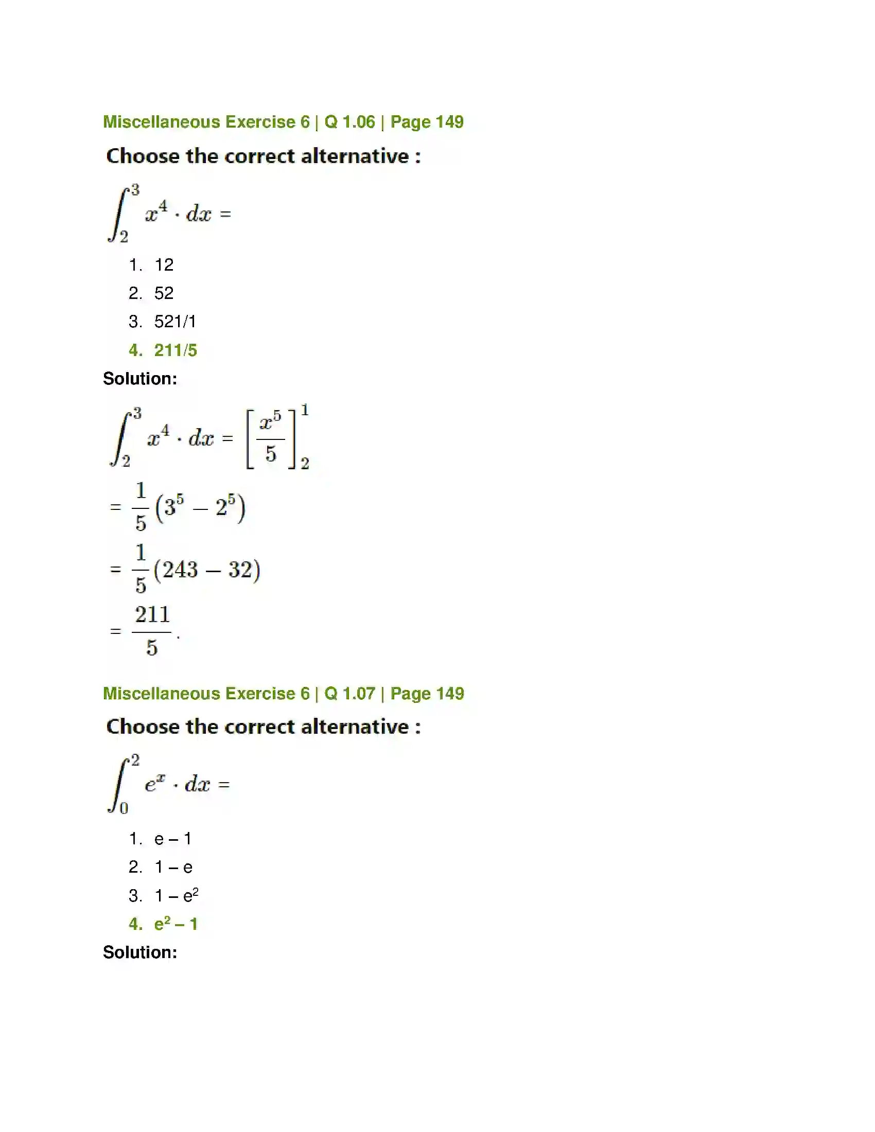 Maharashtra Board Class 12th Mathematics & Statistics-1 (Commerce) Definite Integration Solution 22