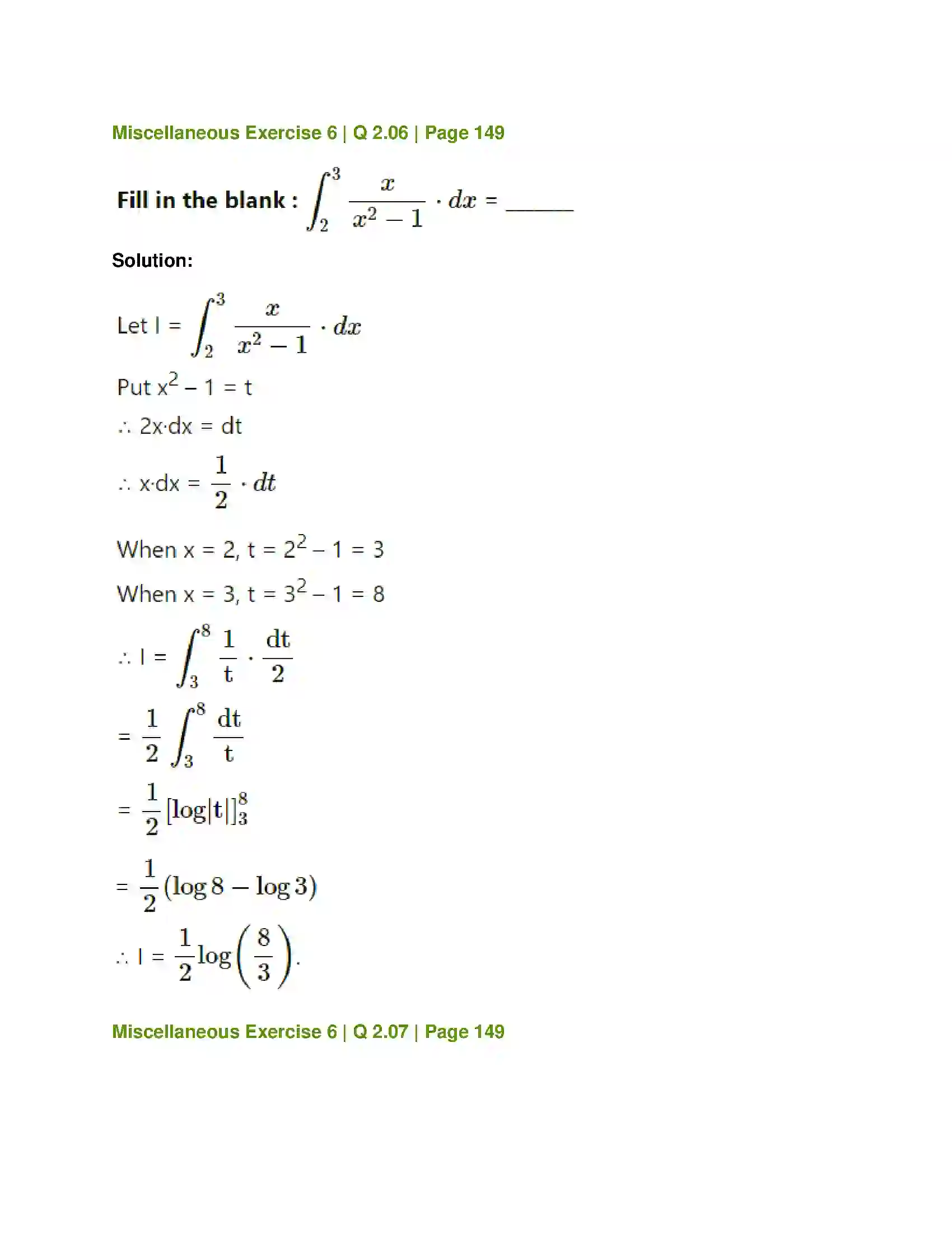 Maharashtra Board Class 12th Mathematics & Statistics-1 (Commerce) Definite Integration Solution 28