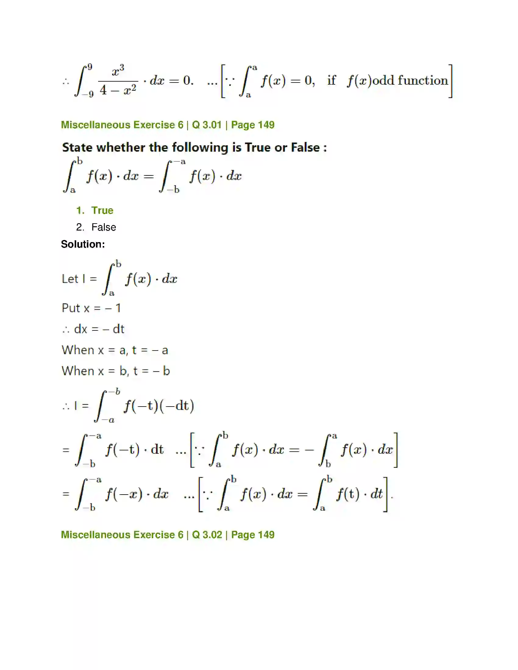 Maharashtra Board Class 12th Mathematics & Statistics-1 (Commerce) Definite Integration Solution 30