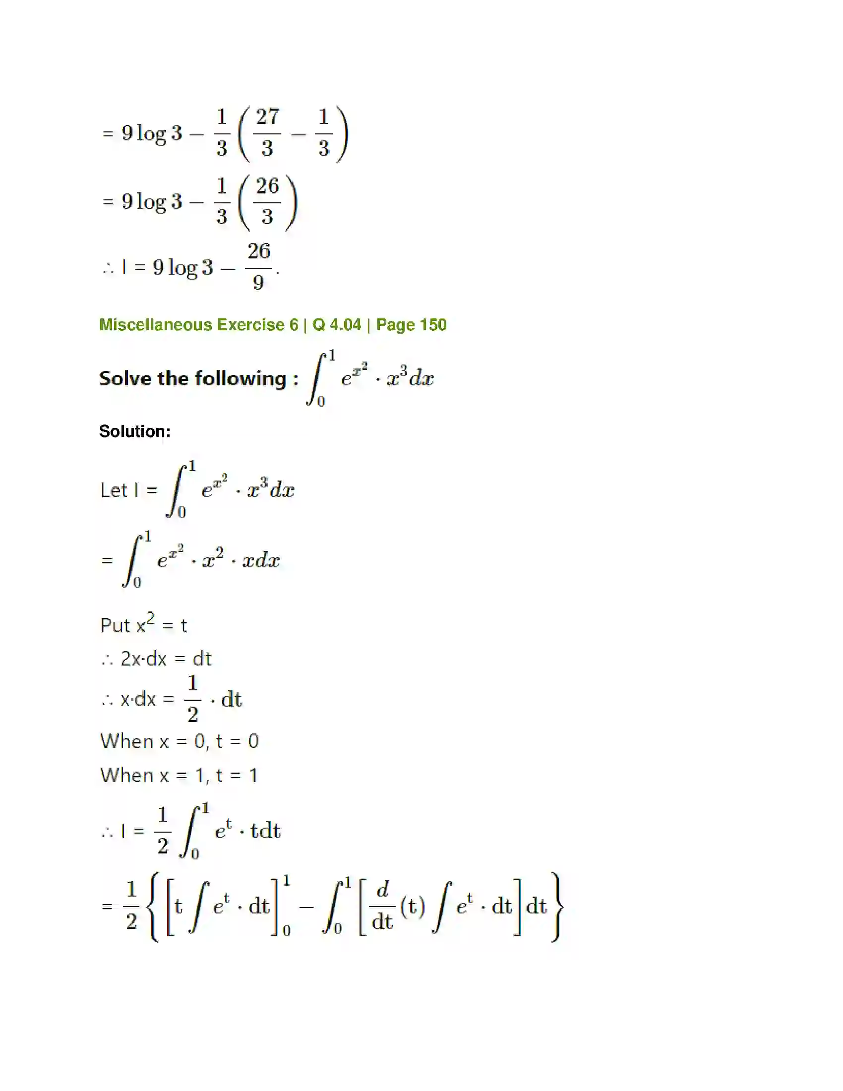Maharashtra Board Class 12th Mathematics & Statistics-1 (Commerce) Definite Integration Solution 37