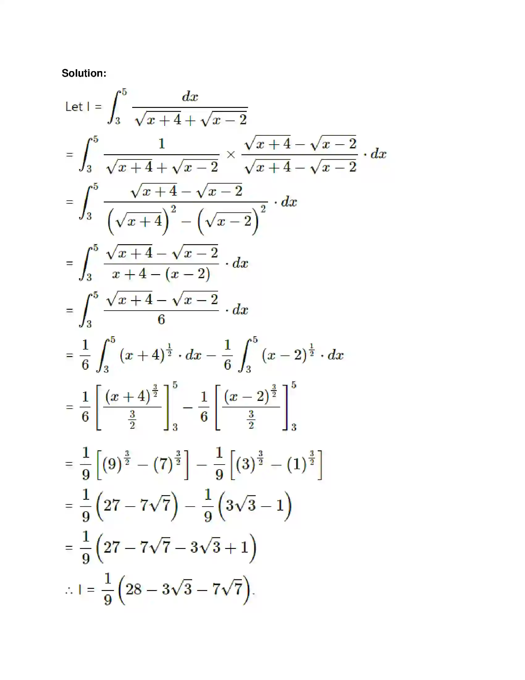 Maharashtra Board Class 12th Mathematics & Statistics-1 (Commerce) Definite Integration Solution 42