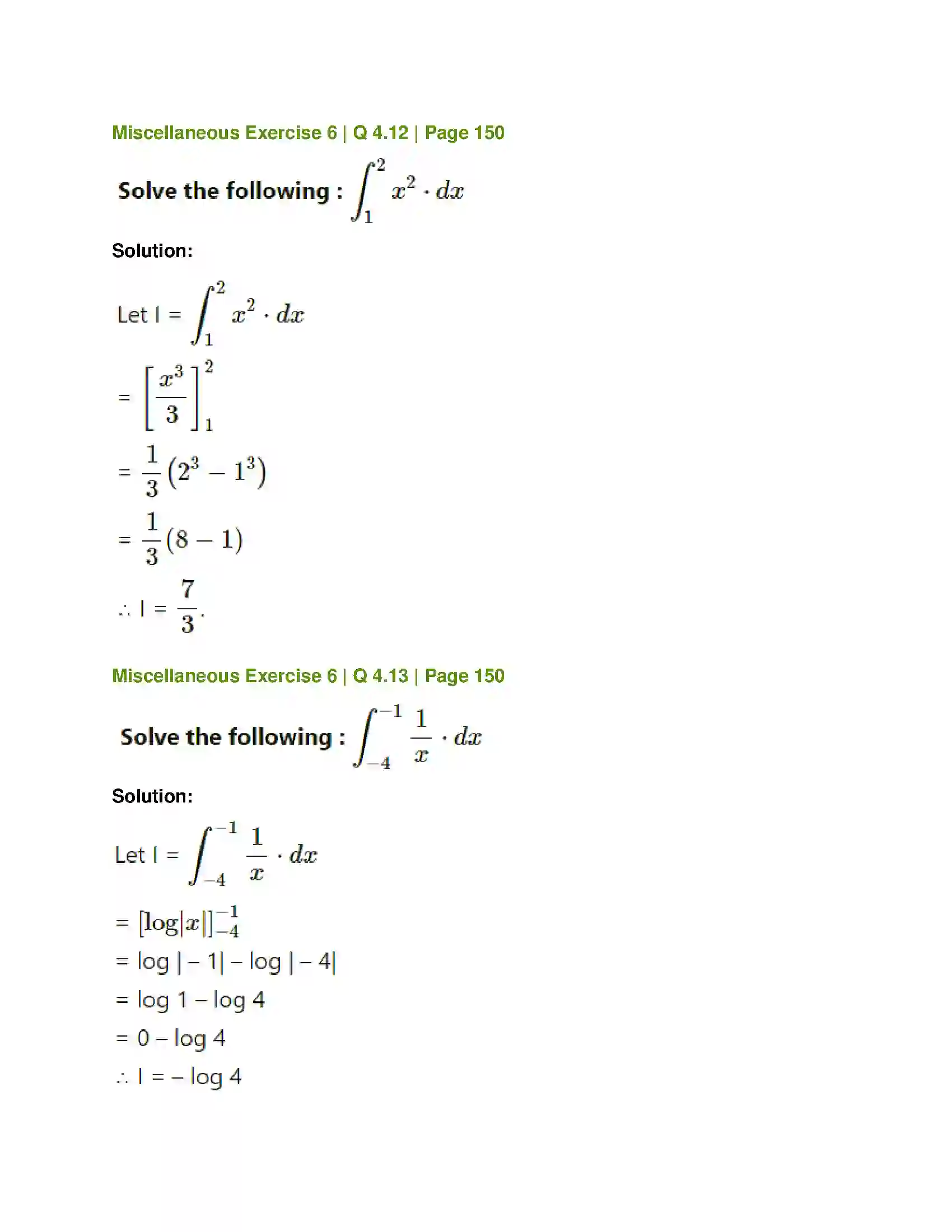 Maharashtra Board Class 12th Mathematics & Statistics-1 (Commerce) Definite Integration Solution 44
