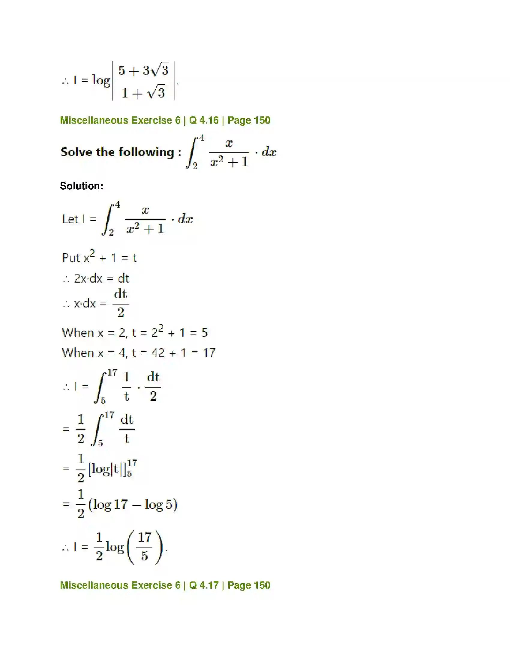 Maharashtra Board Class 12th Mathematics & Statistics-1 (Commerce) Definite Integration Solution 47