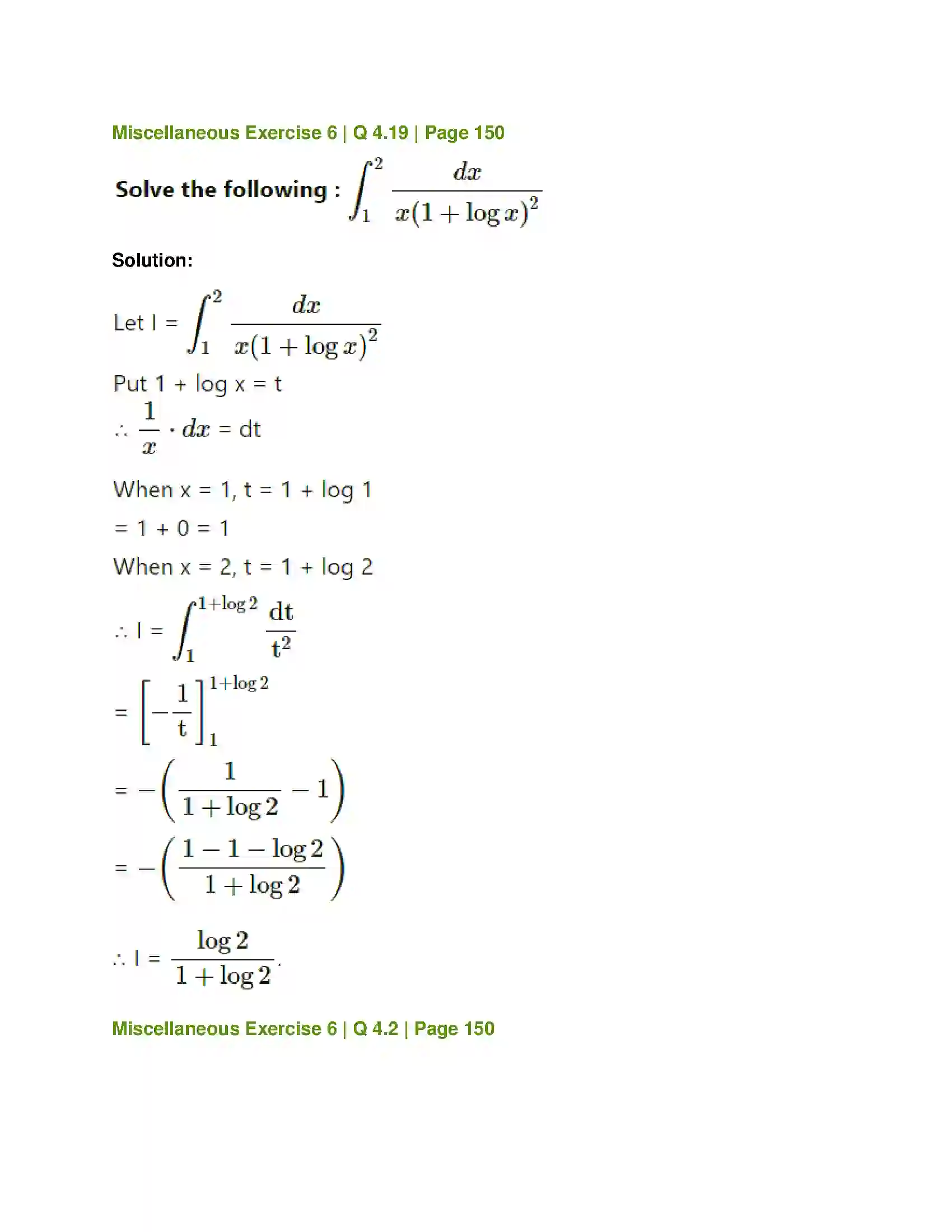 Maharashtra Board Class 12th Mathematics & Statistics-1 (Commerce) Definite Integration Solution 51
