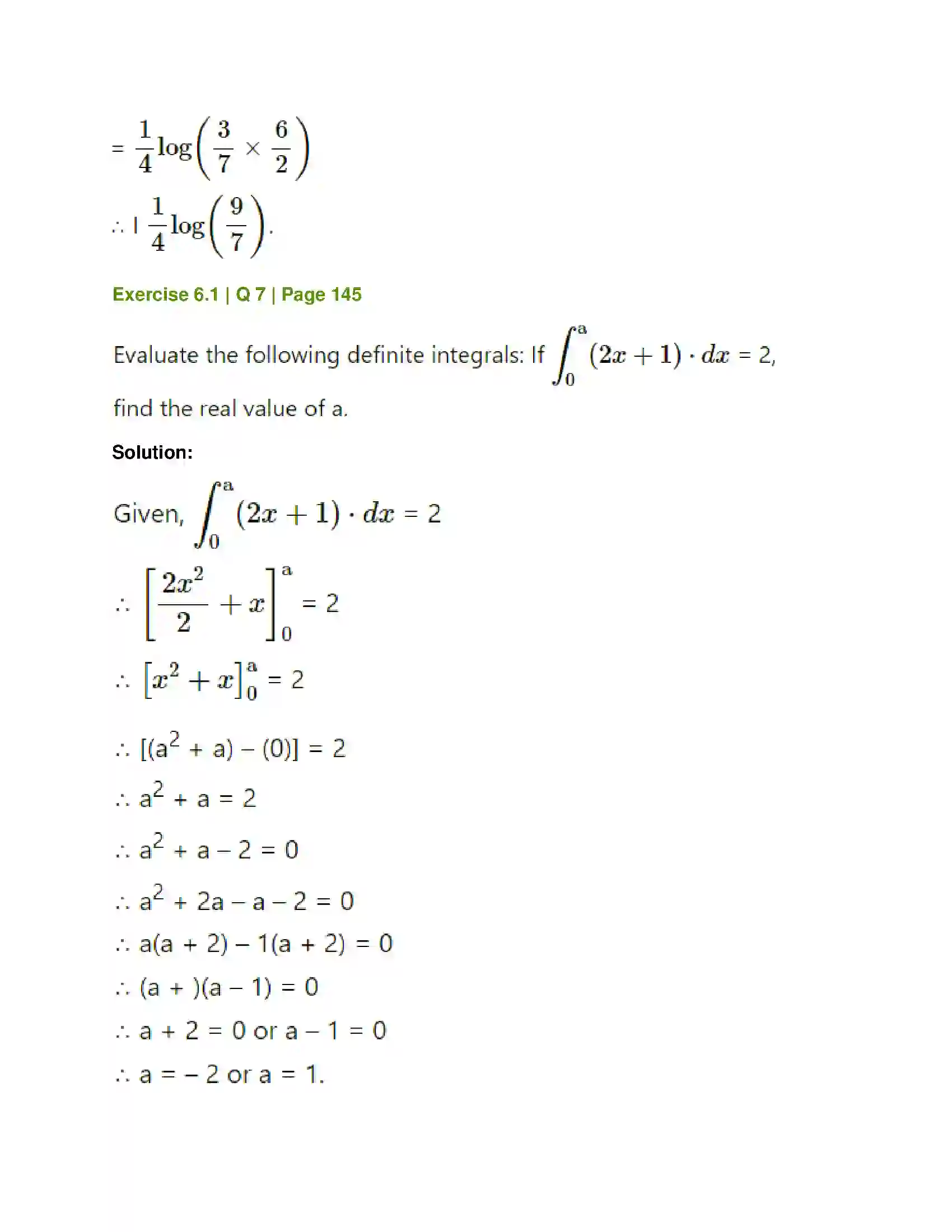 Maharashtra Board Class 12th Mathematics & Statistics-1 (Commerce) Definite Integration Solution 6