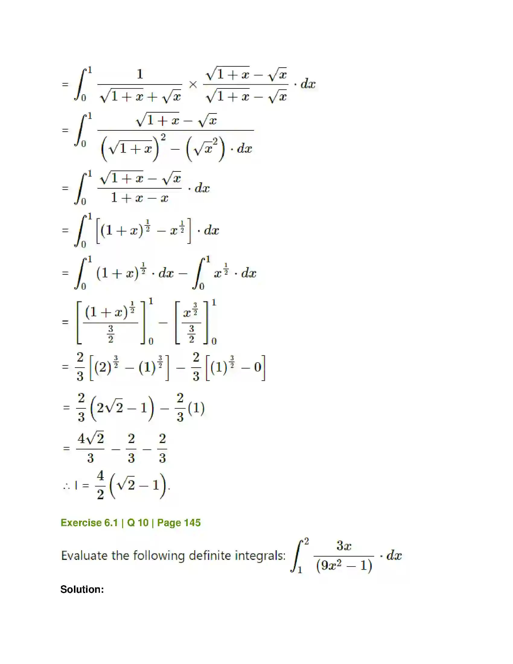 Maharashtra Board Class 12th Mathematics & Statistics-1 (Commerce) Definite Integration Solution 8
