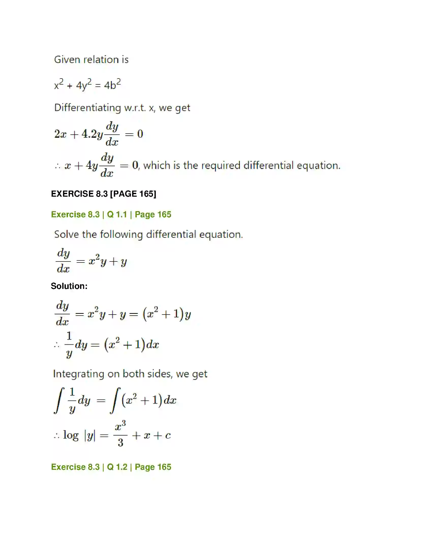Maharashtra Board Class 12th Mathematics & Statistics-1 (Commerce) Differential Equation and Applications Solution 16