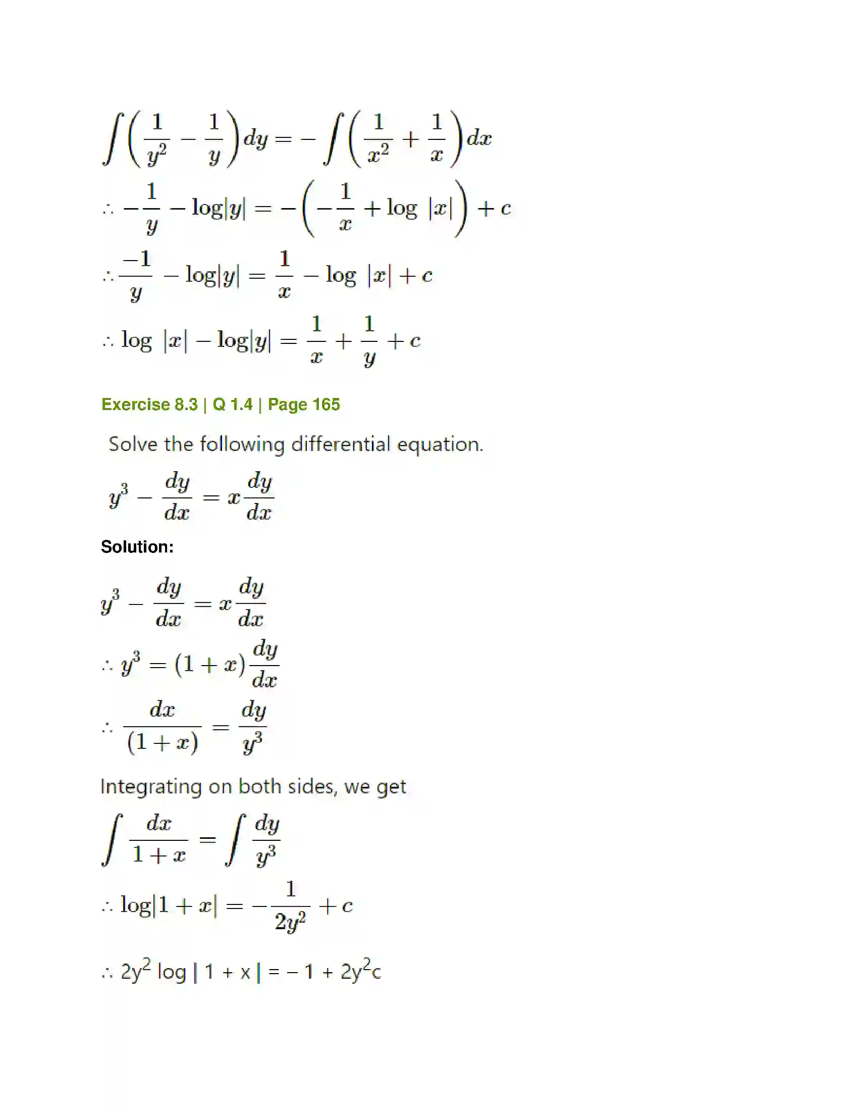 Maharashtra Board Class 12th Mathematics & Statistics-1 (Commerce) Differential Equation and Applications Solution 18