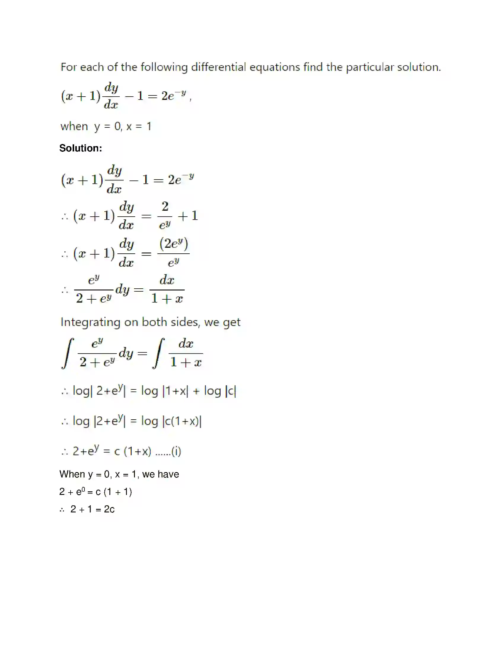Maharashtra Board Class 12th Mathematics & Statistics-1 (Commerce) Differential Equation and Applications Solution 20