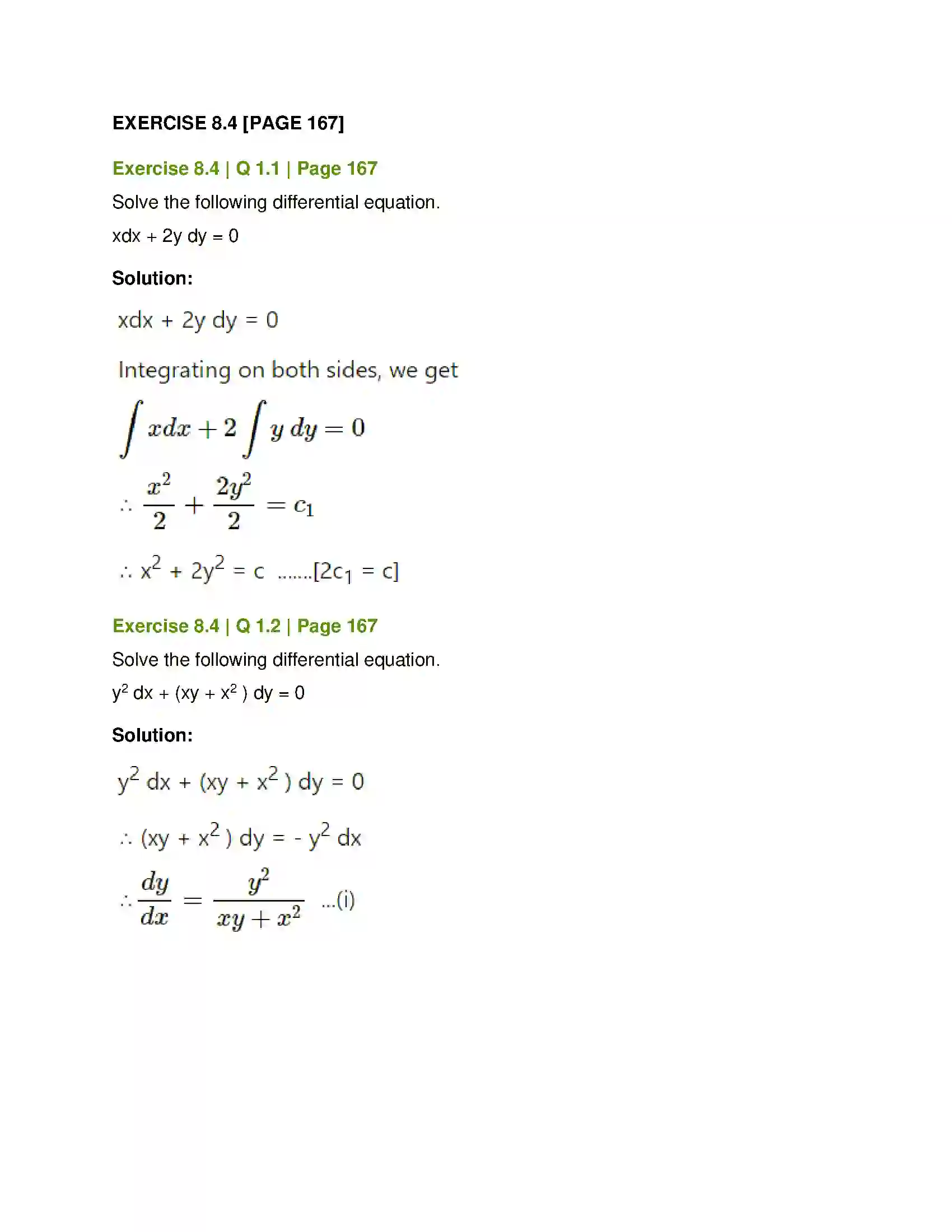 Maharashtra Board Class 12th Mathematics & Statistics-1 (Commerce) Differential Equation and Applications Solution 24