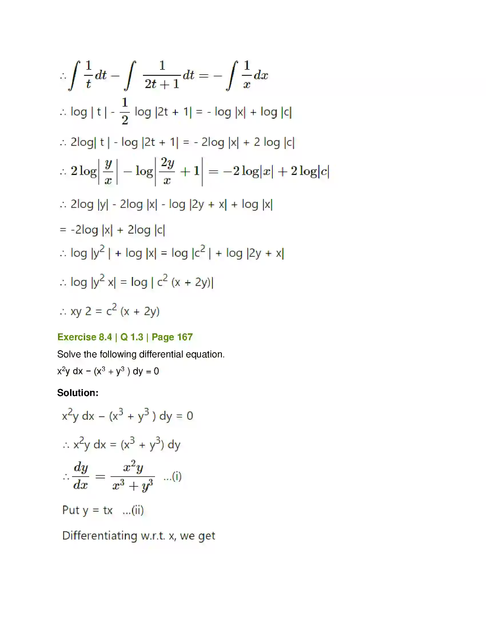 Maharashtra Board Class 12th Mathematics & Statistics-1 (Commerce) Differential Equation and Applications Solution 26