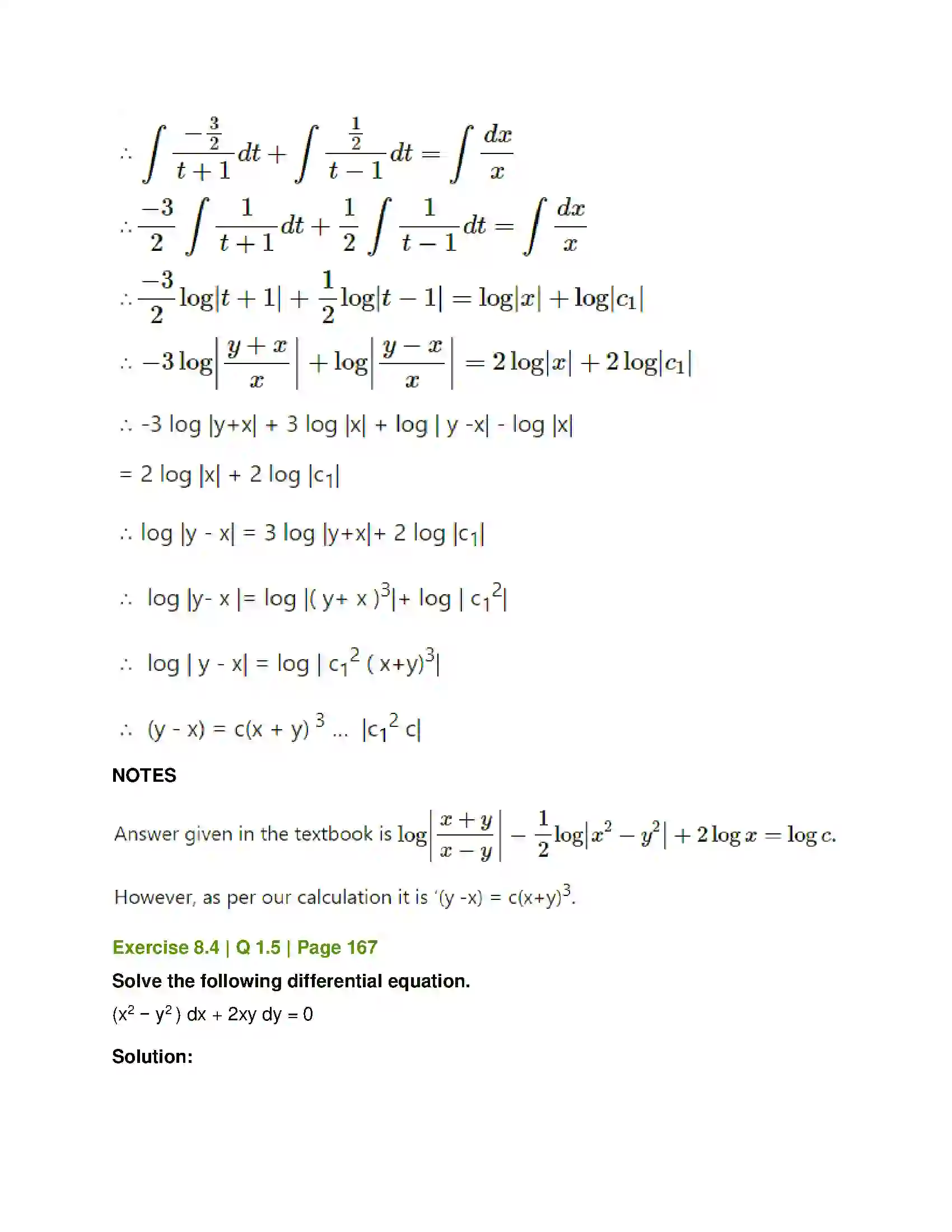 Maharashtra Board Class 12th Mathematics & Statistics-1 (Commerce) Differential Equation and Applications Solution 30