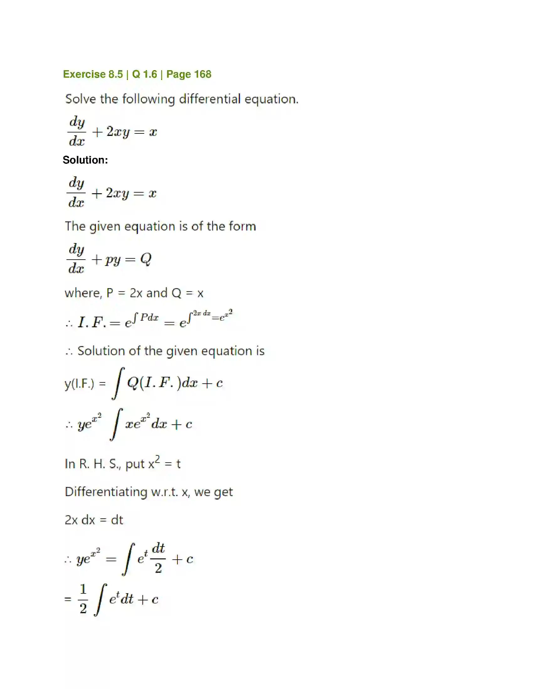 Maharashtra Board Class 12th Mathematics & Statistics-1 (Commerce) Differential Equation and Applications Solution 40
