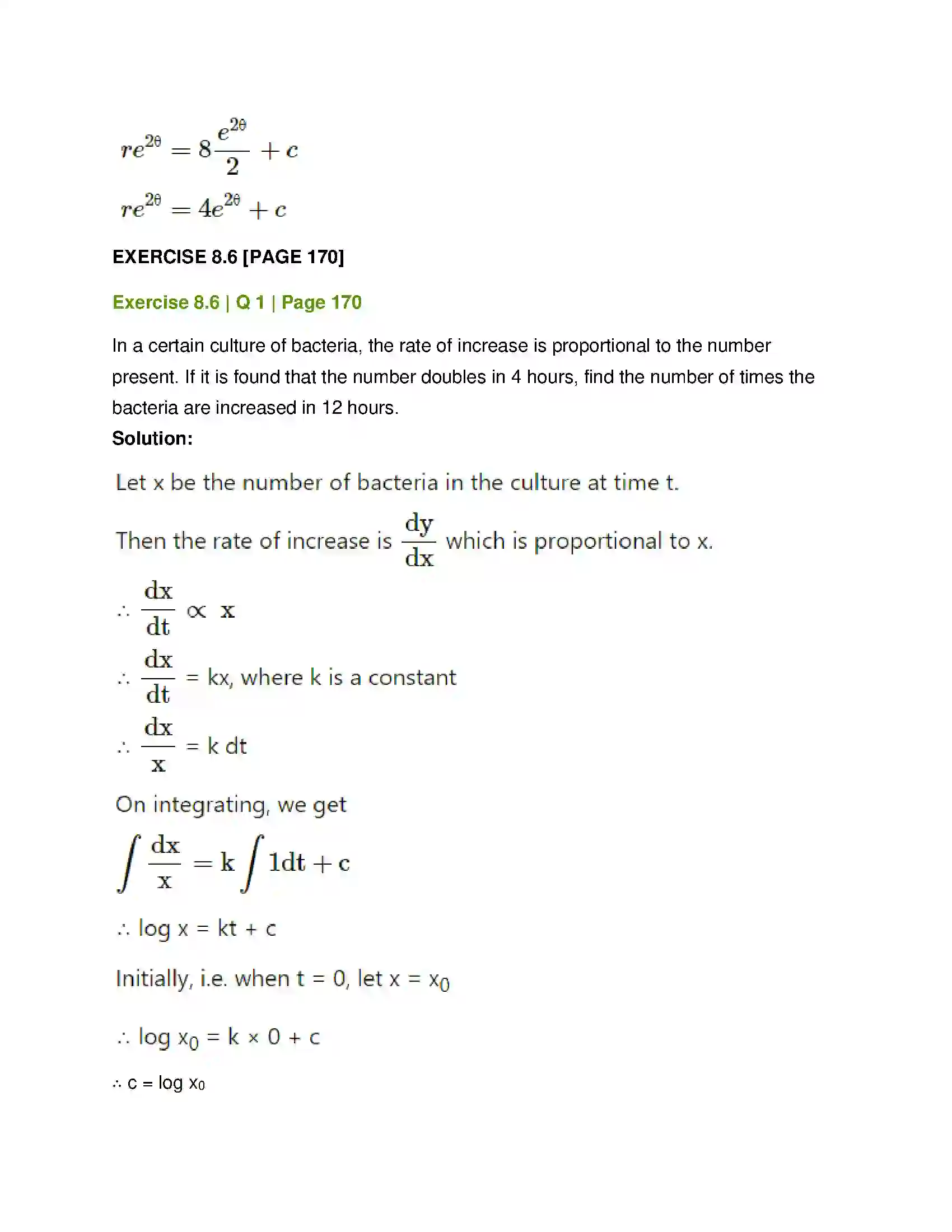 Maharashtra Board Class 12th Mathematics & Statistics-1 (Commerce) Differential Equation and Applications Solution 43