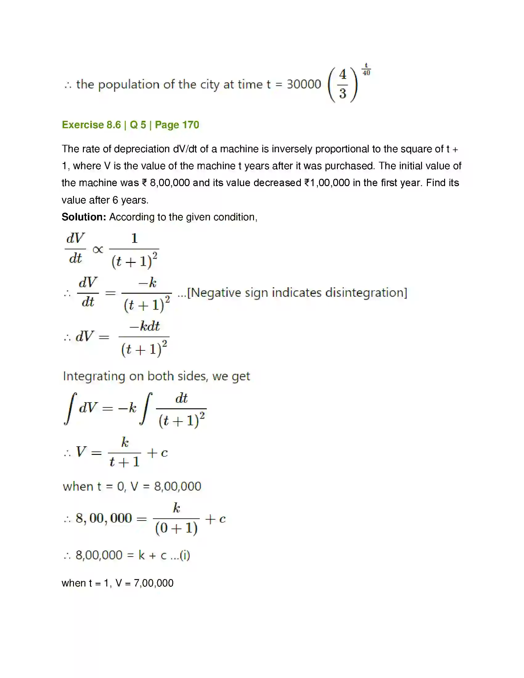 Maharashtra Board Class 12th Mathematics & Statistics-1 (Commerce) Differential Equation and Applications Solution 50