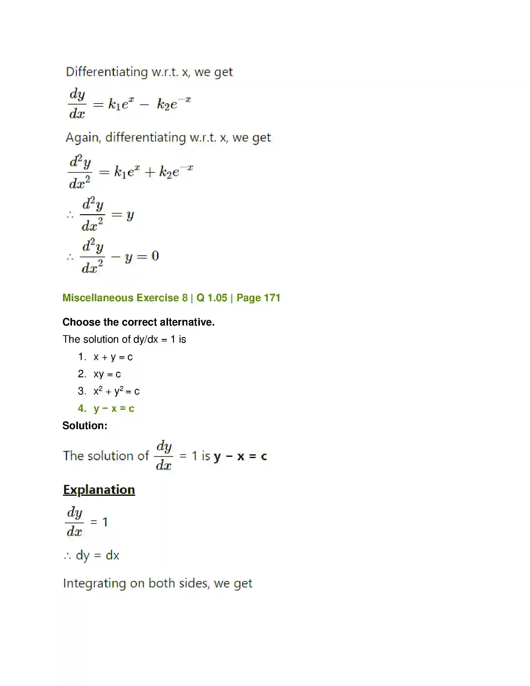 Maharashtra Board Class 12th Mathematics & Statistics-1 (Commerce) Differential Equation and Applications Solution 55