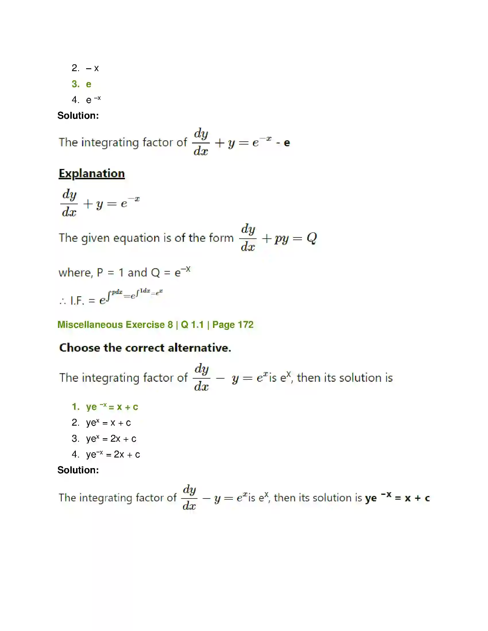 Maharashtra Board Class 12th Mathematics & Statistics-1 (Commerce) Differential Equation and Applications Solution 58