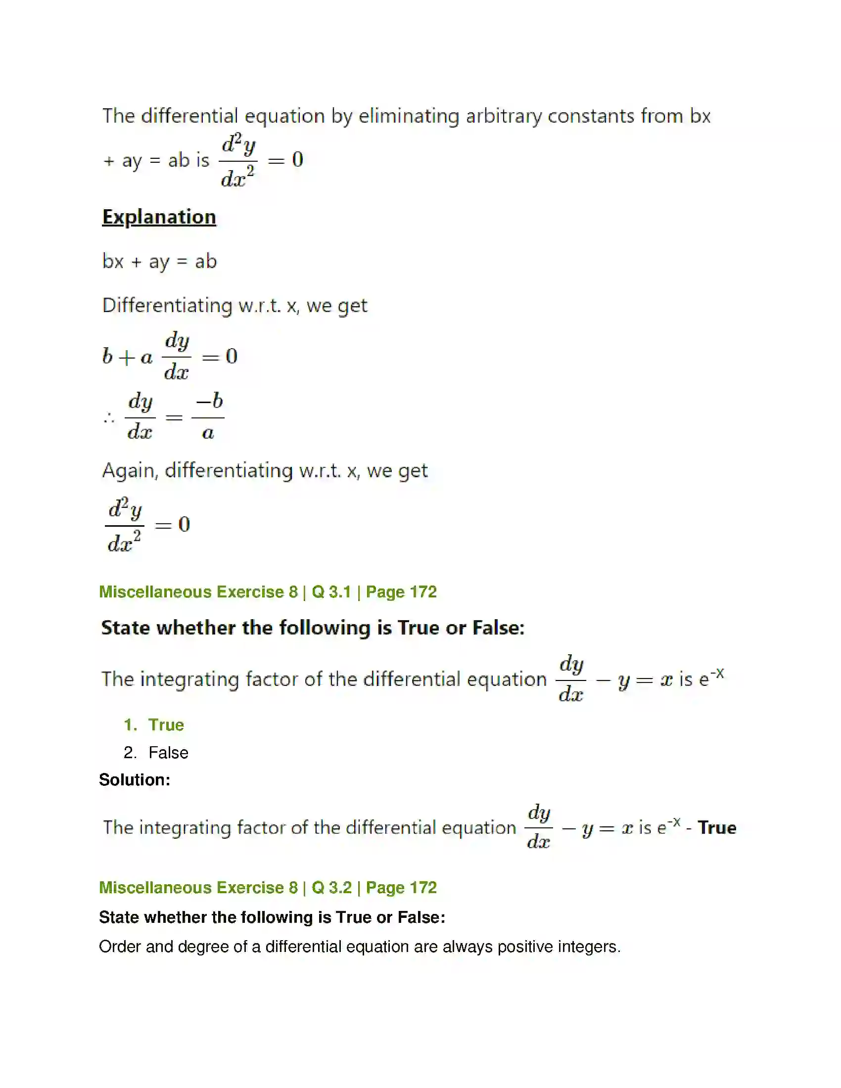 Maharashtra Board Class 12th Mathematics & Statistics-1 (Commerce) Differential Equation and Applications Solution 61