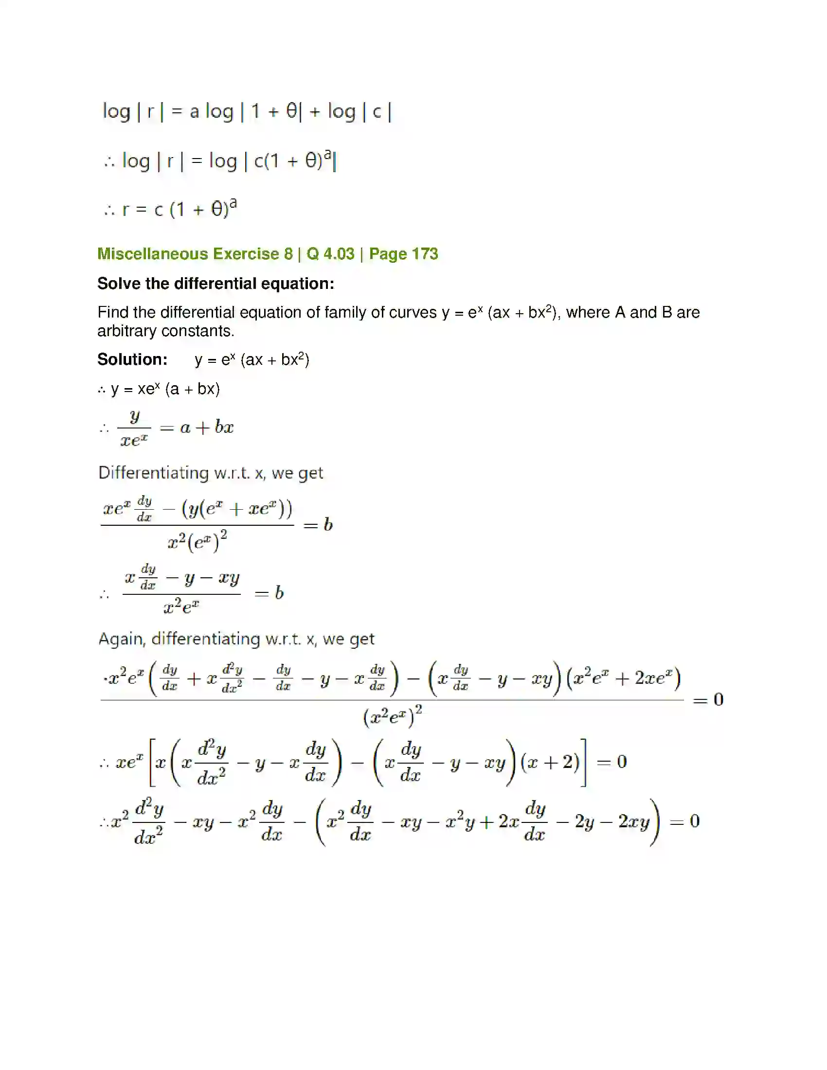 Maharashtra Board Class 12th Mathematics & Statistics-1 (Commerce) Differential Equation and Applications Solution 67