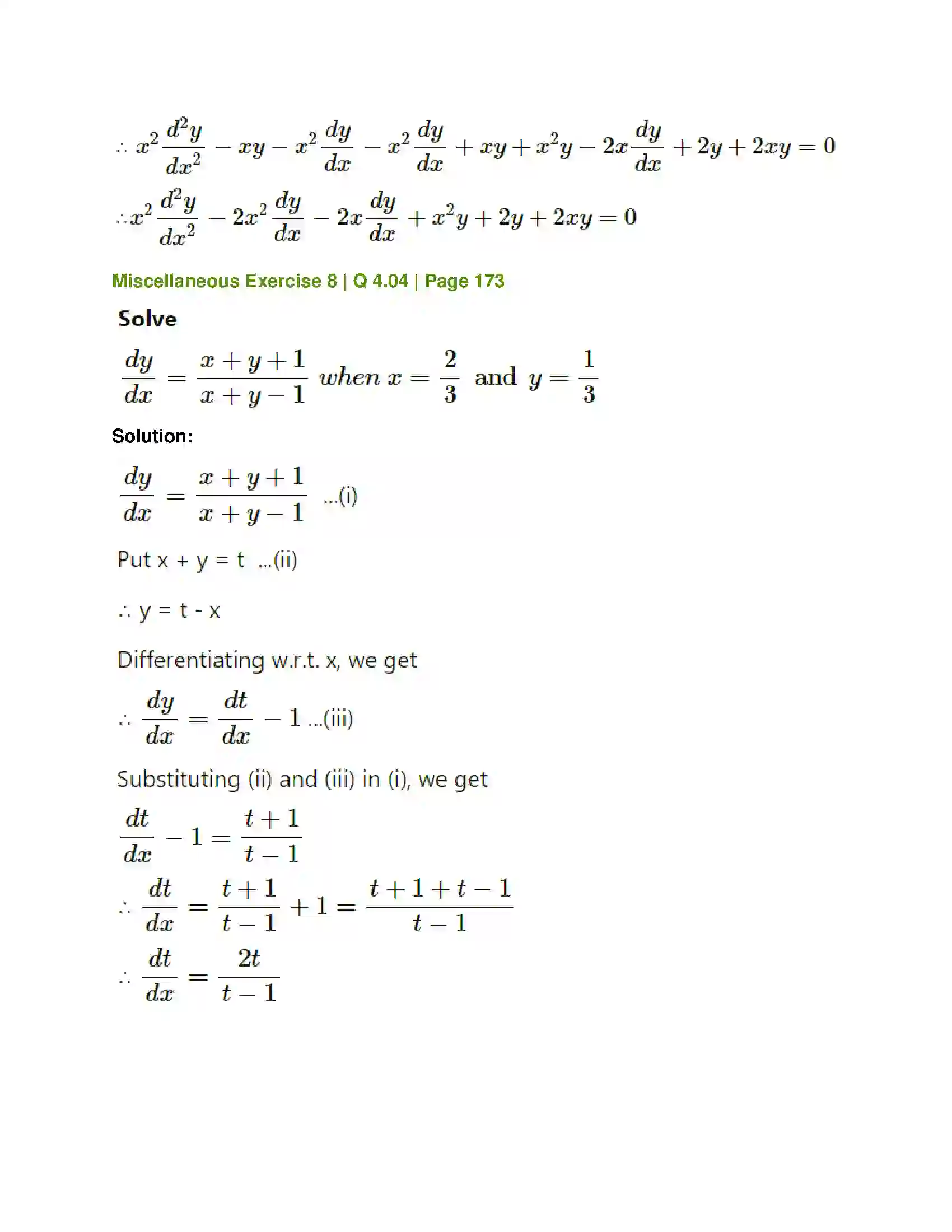 Maharashtra Board Class 12th Mathematics & Statistics-1 (Commerce) Differential Equation and Applications Solution 68