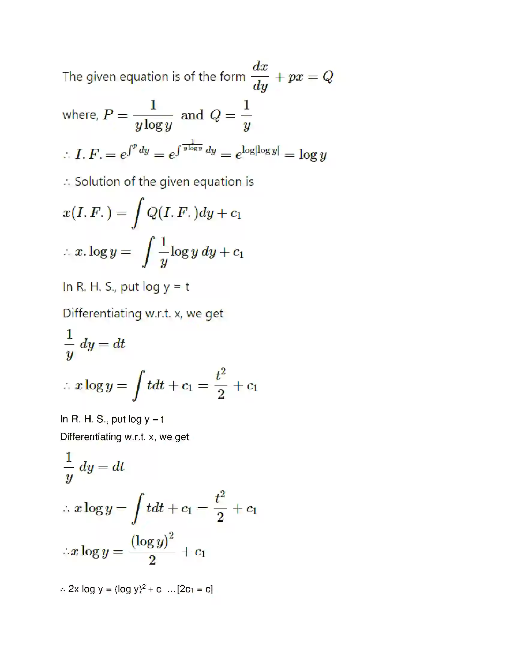 Maharashtra Board Class 12th Mathematics & Statistics-1 (Commerce) Differential Equation and Applications Solution 72