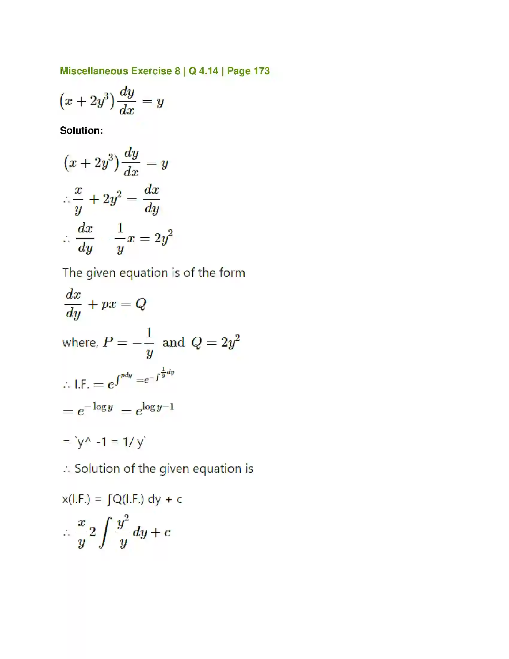 Maharashtra Board Class 12th Mathematics & Statistics-1 (Commerce) Differential Equation and Applications Solution 83