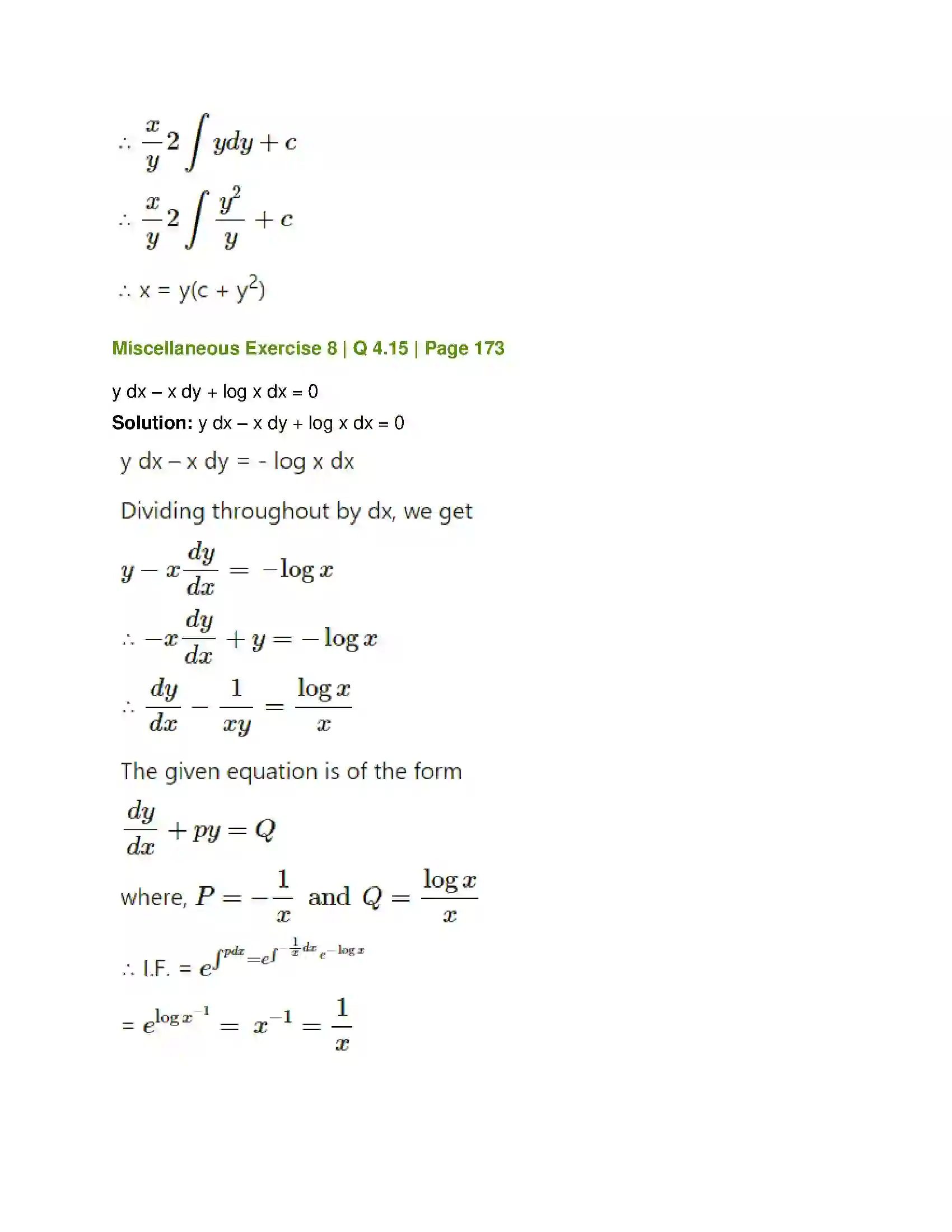Maharashtra Board Class 12th Mathematics & Statistics-1 (Commerce) Differential Equation and Applications Solution 84