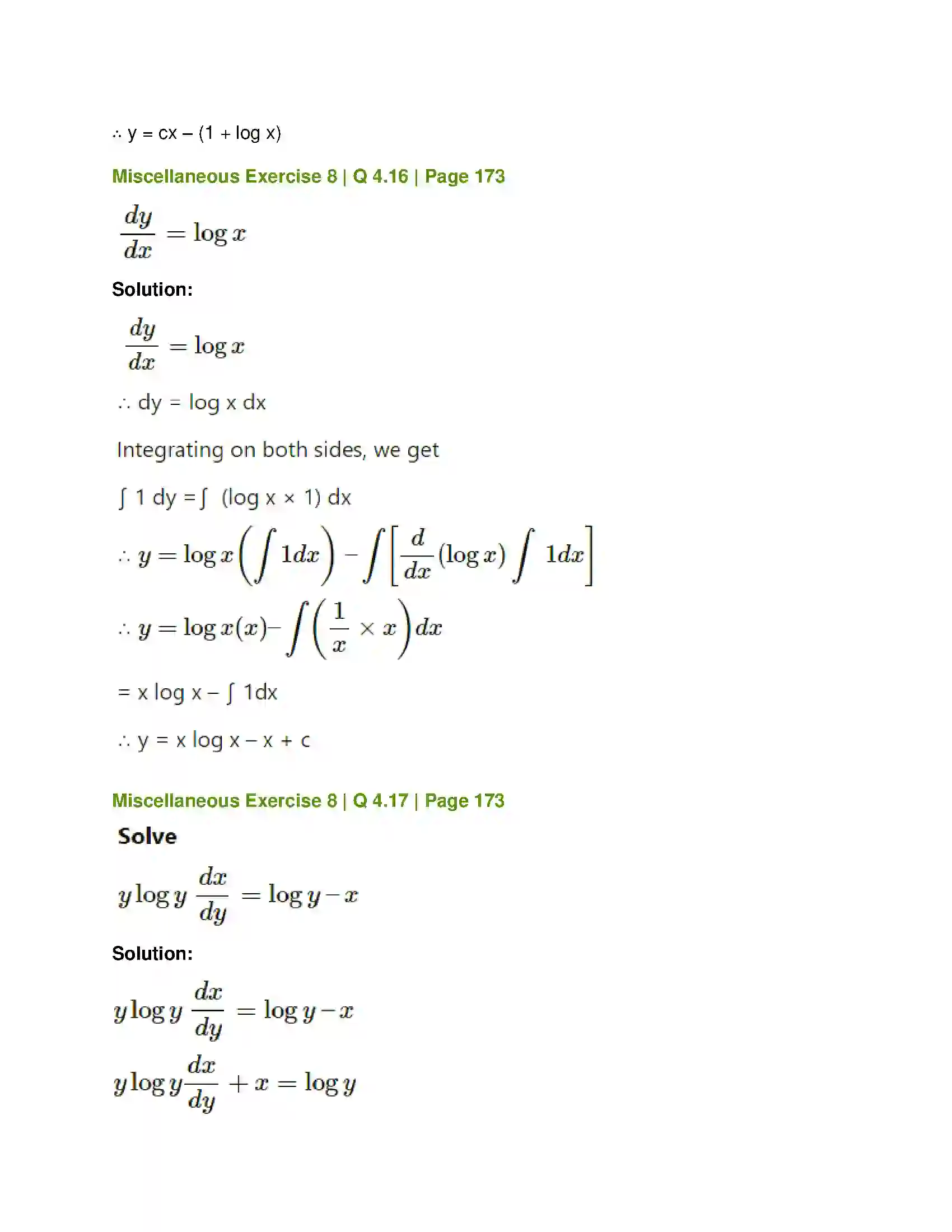 Maharashtra Board Class 12th Mathematics & Statistics-1 (Commerce) Differential Equation and Applications Solution 86