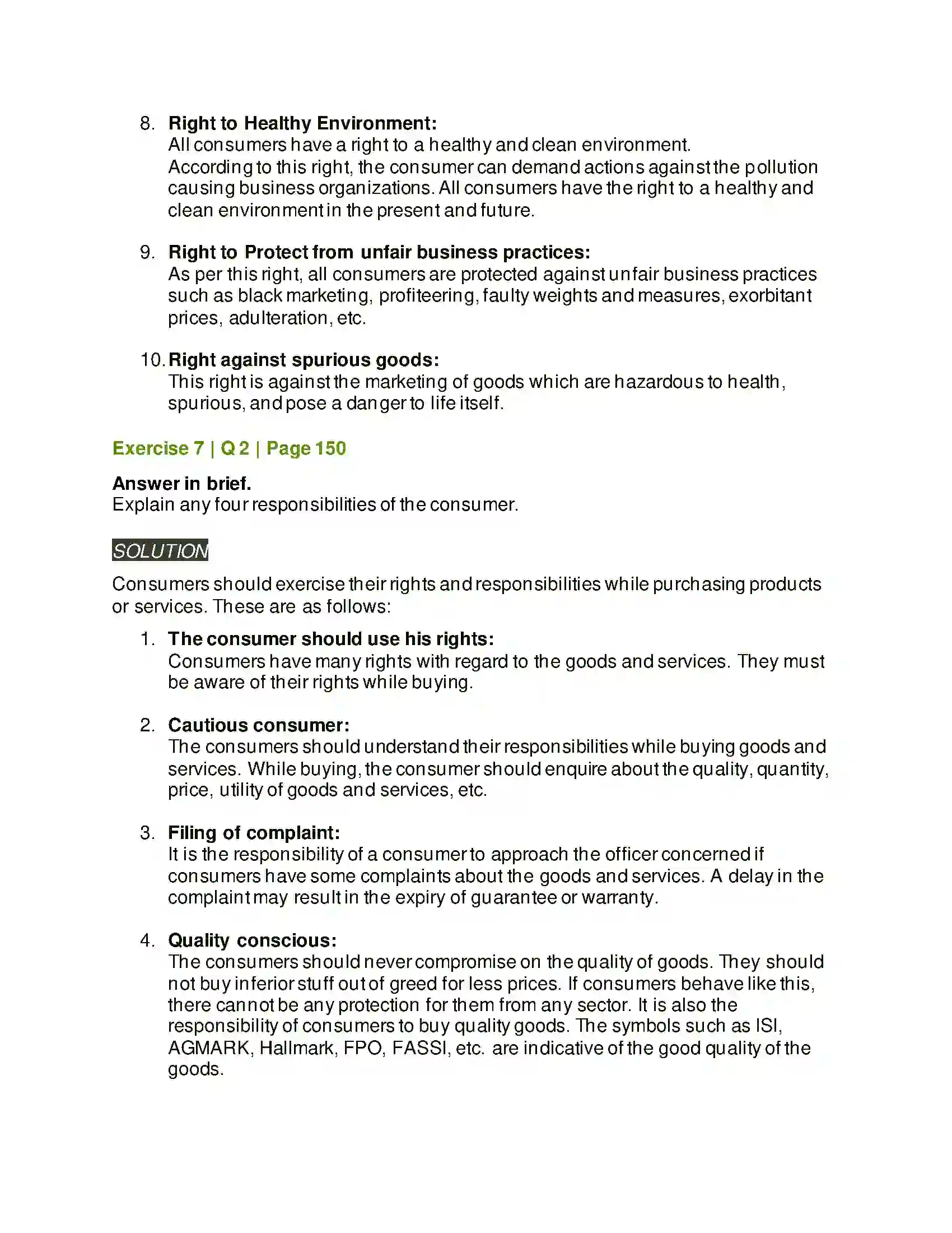 Maharashtra Board Class 12th Organisation of Commerce & Management Consumer Protection Solution 25