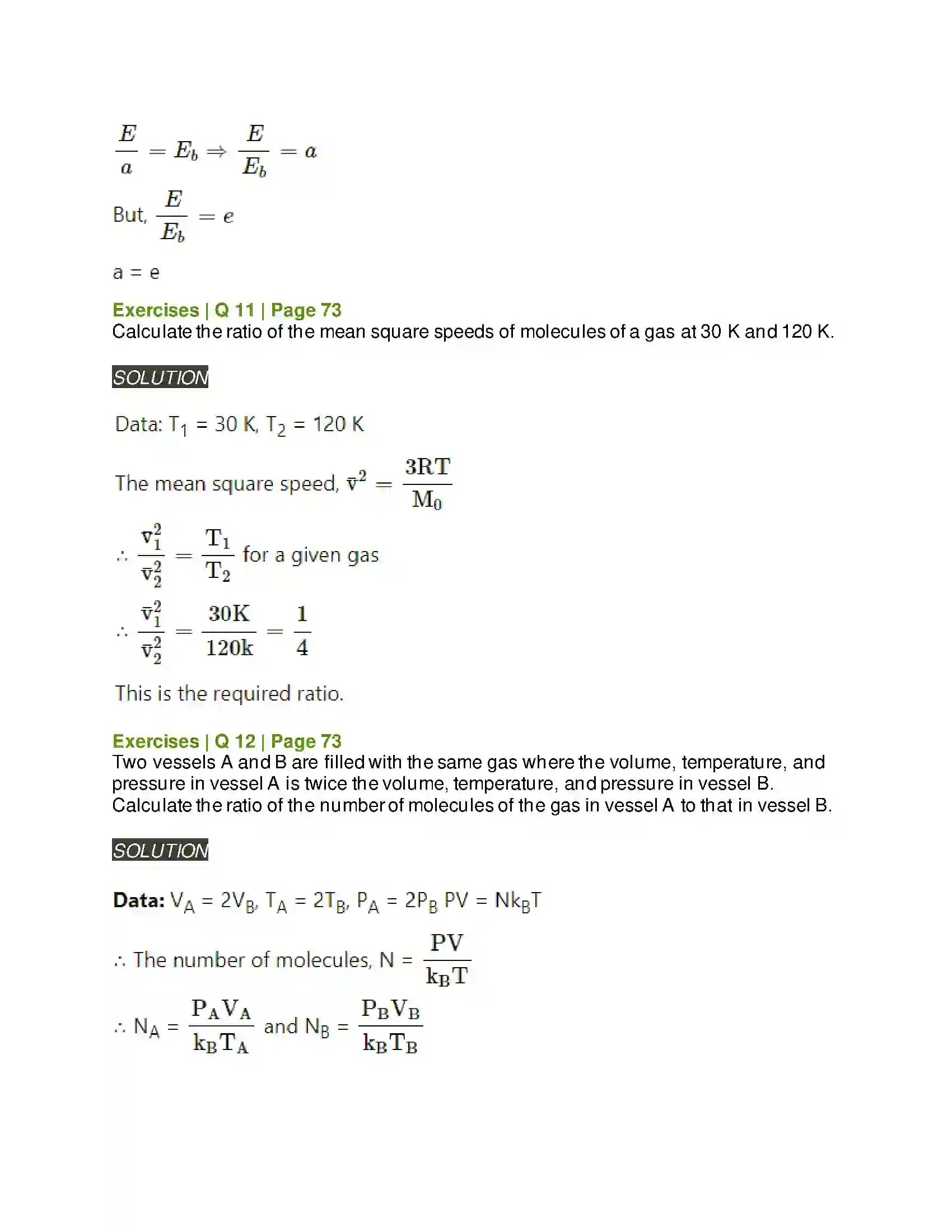 Maharashtra Board Class 12th Physics Kinetic Theory of Gases and Radiation Solution 11