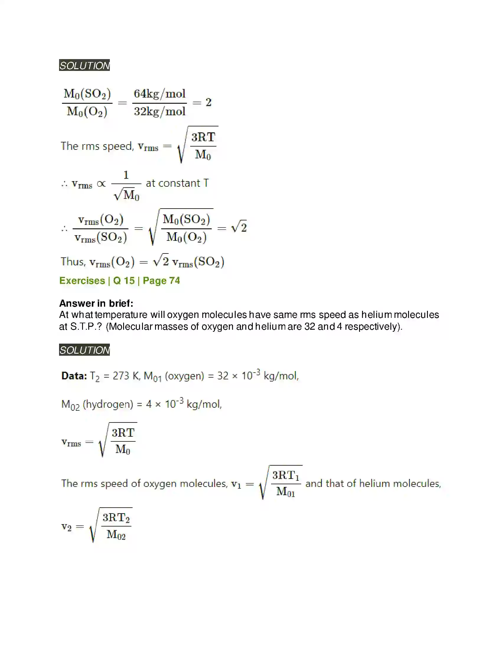 Maharashtra Board Class 12th Physics Kinetic Theory of Gases and Radiation Solution 13