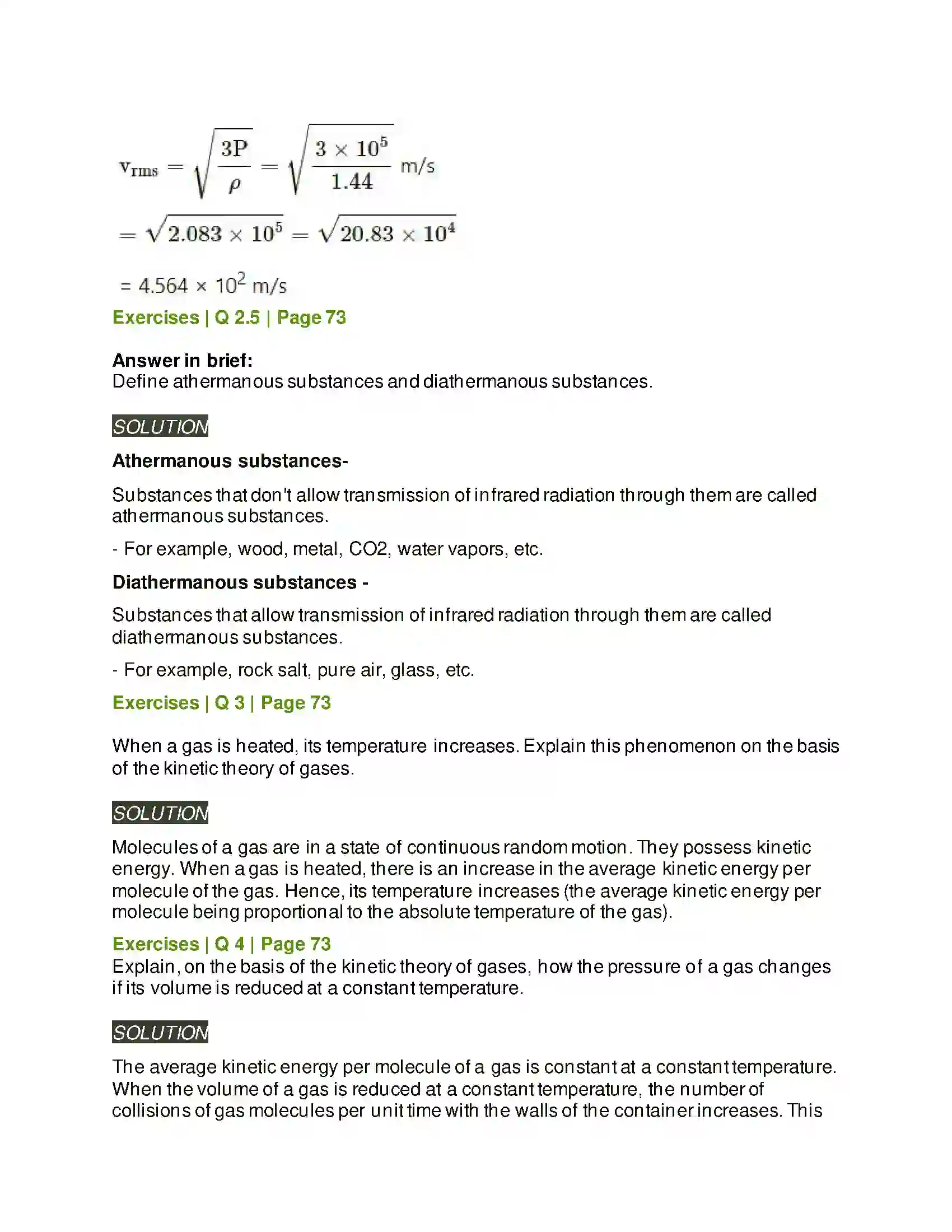 Maharashtra Board Class 12th Physics Kinetic Theory of Gases and Radiation Solution 4