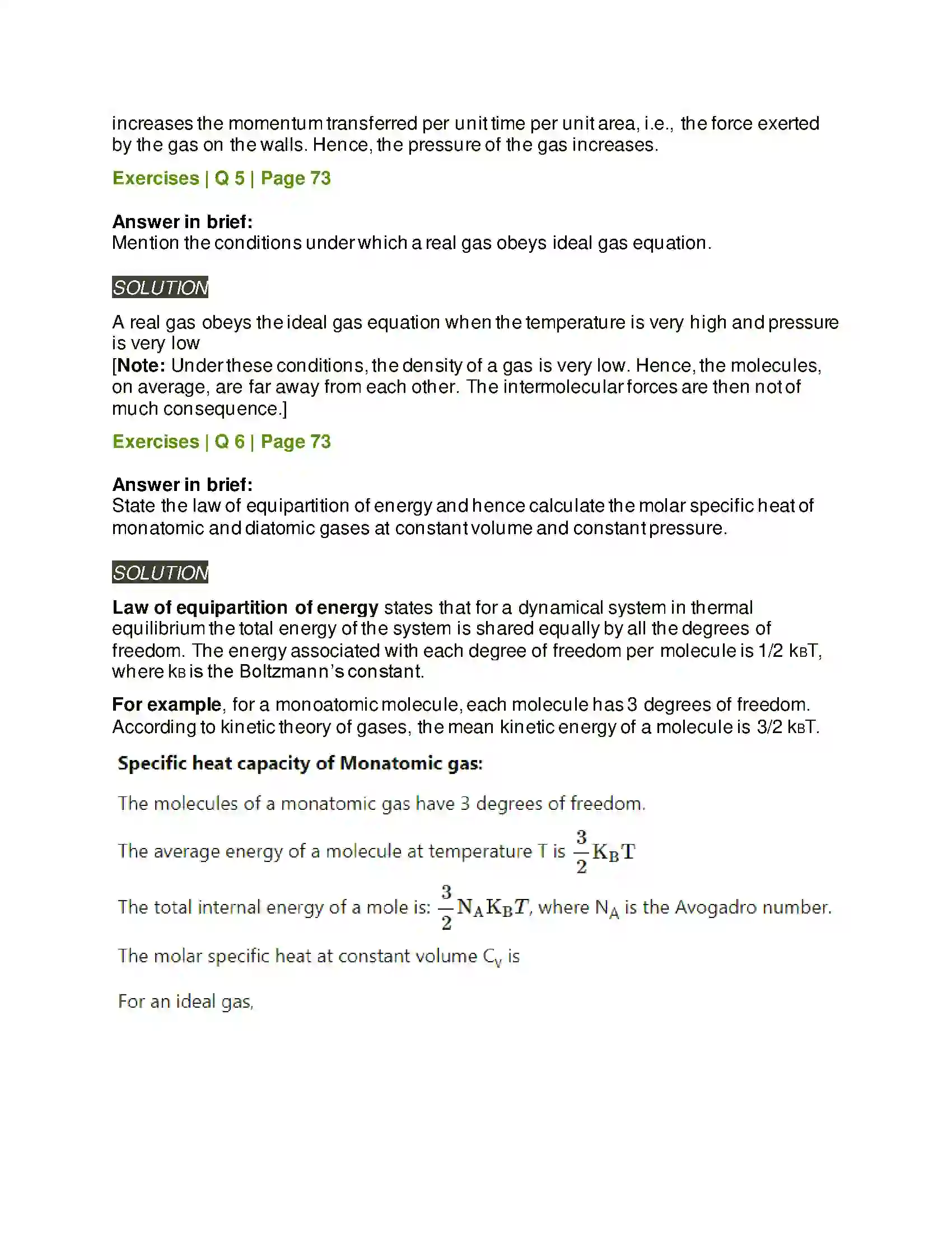 Maharashtra Board Class 12th Physics Kinetic Theory of Gases and Radiation Solution 5