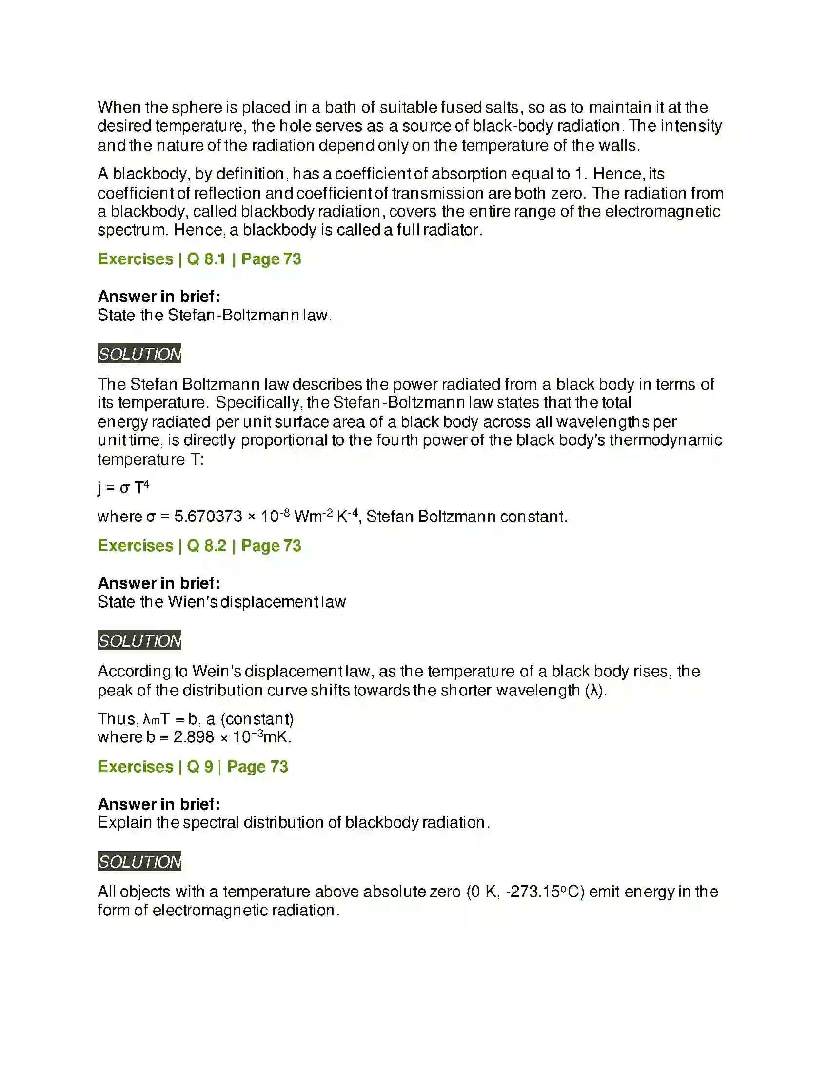 Maharashtra Board Class 12th Physics Kinetic Theory of Gases and Radiation Solution 8