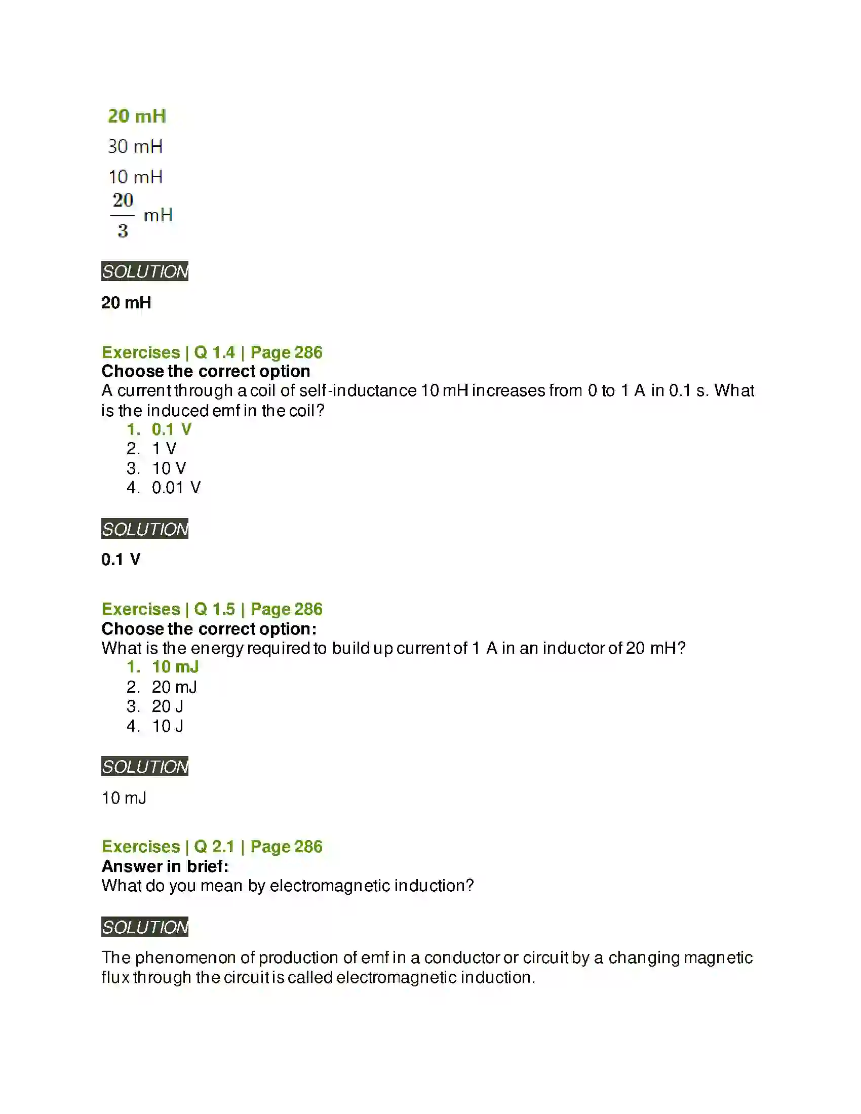 Maharashtra Board Class 12th Physics Electromagnetic induction Solution 2