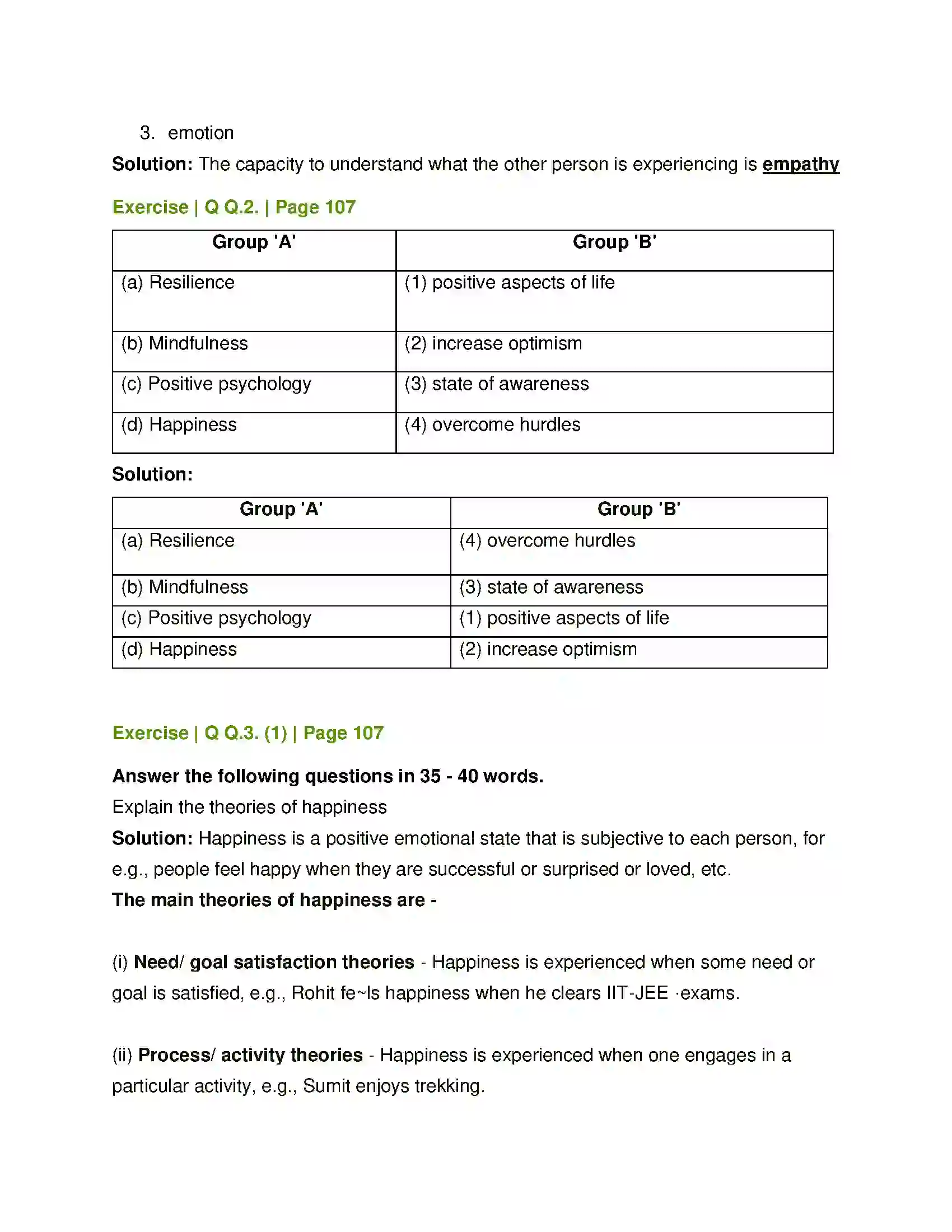 Maharashtra Board Class 12th Psychology Positive Psychology Solution 2