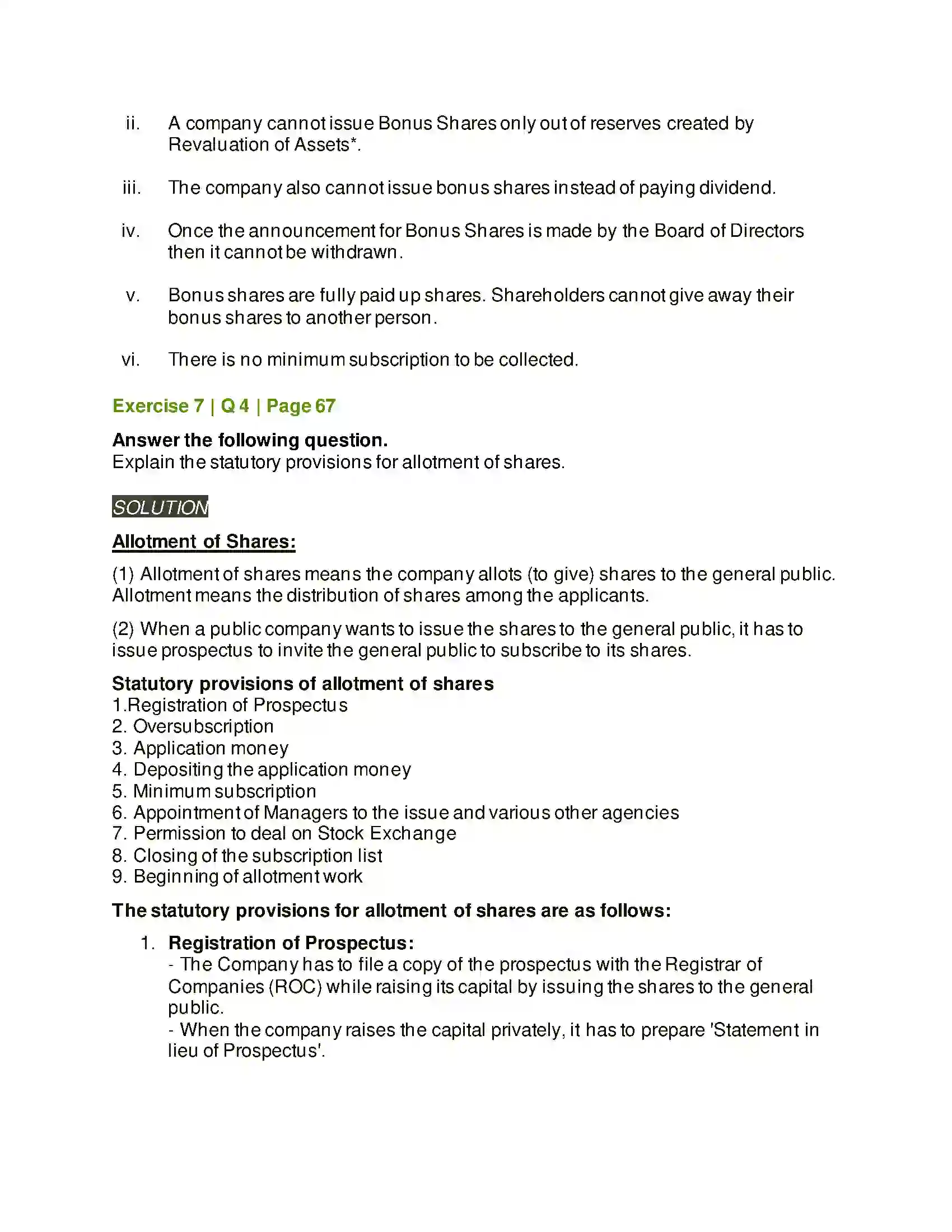 Maharashtra Board Class 12th Secretarial Practice Issue of Shares Solution 47